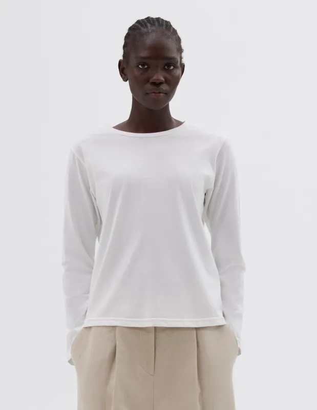 WIDE NECK LONG SLEEVE T SHIRT | FINE COTTON JERSEY | OFF WHITE sold by Margaret Howell