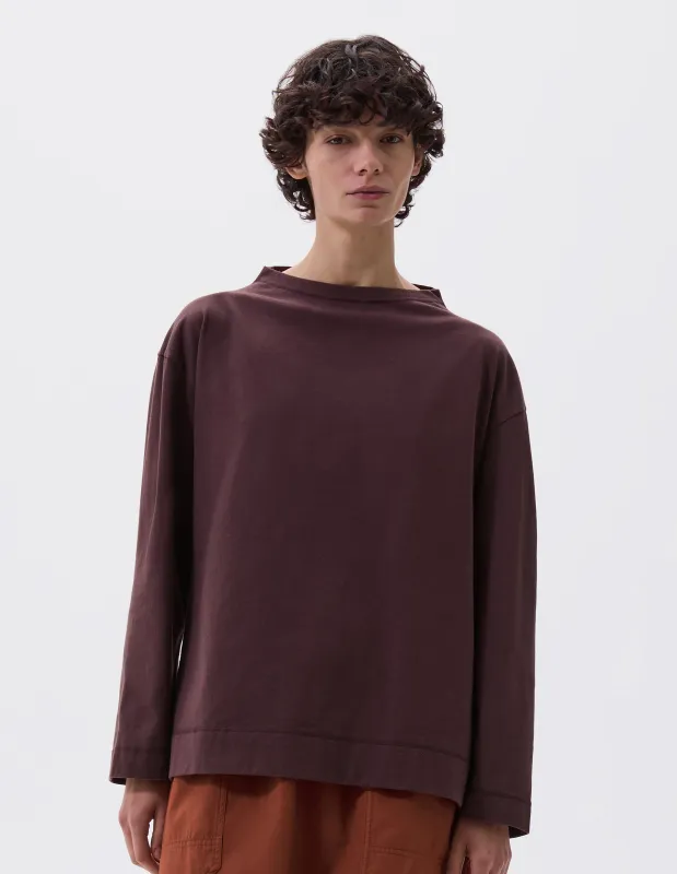 MHL. SMOCK NECK T SHIRT | DENSE COTTON JERSEY | PLUM sold by Margaret Howell
