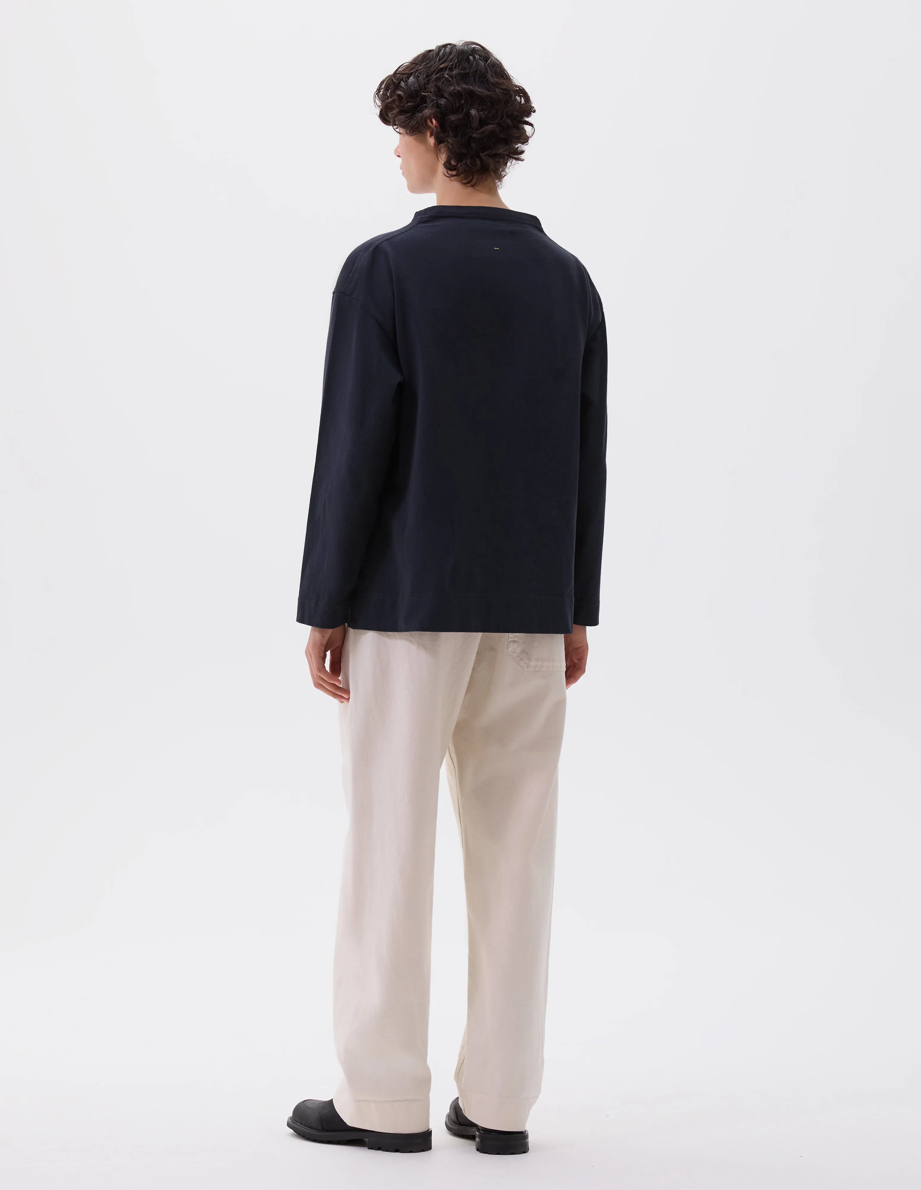 MHL. SMOCK NECK T SHIRT | DENSE COTTON JERSEY | INK sold by Margaret Howell product image thumbnail 3