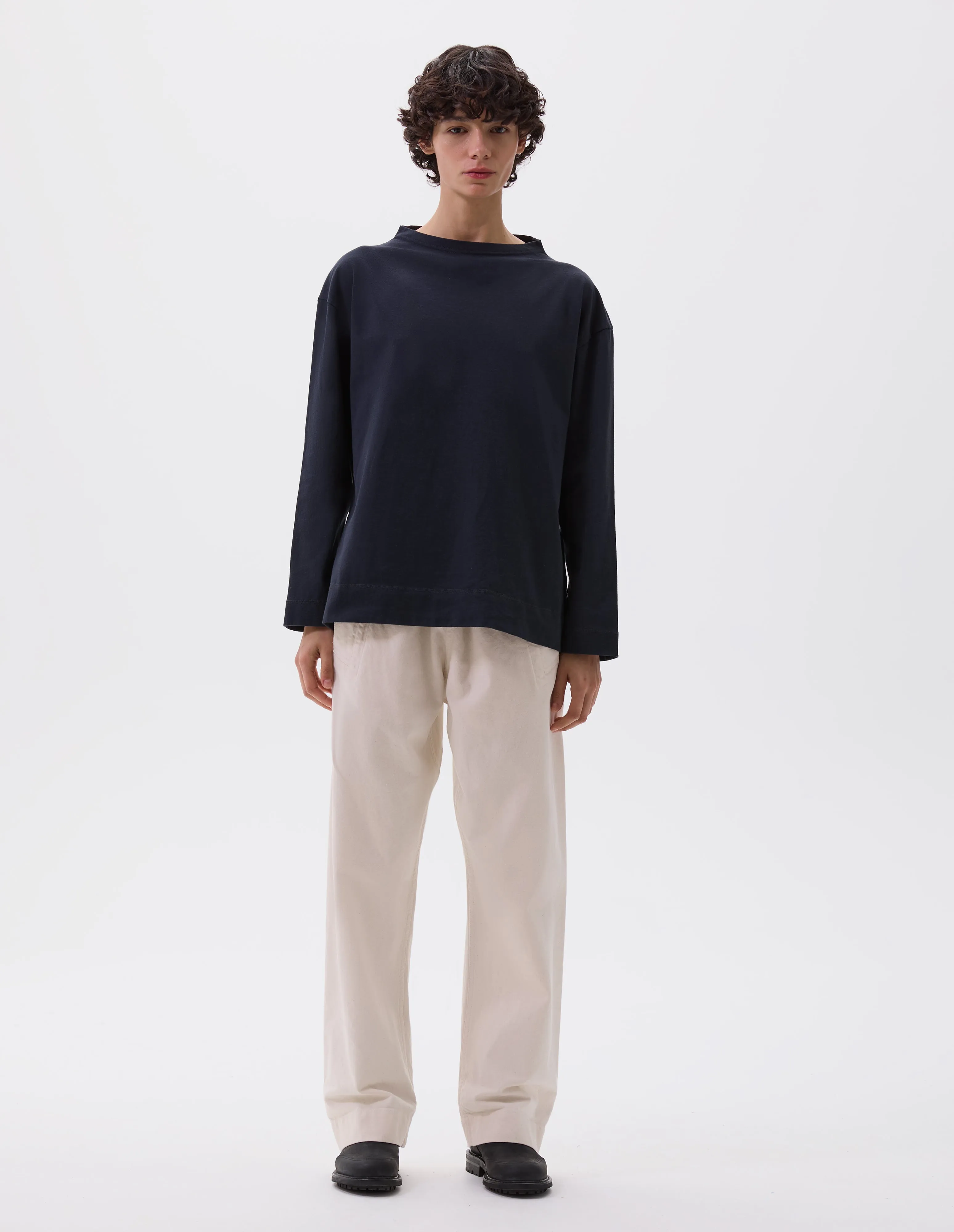 MHL. SMOCK NECK T SHIRT | DENSE COTTON JERSEY | INK sold by Margaret Howell product image thumbnail 2