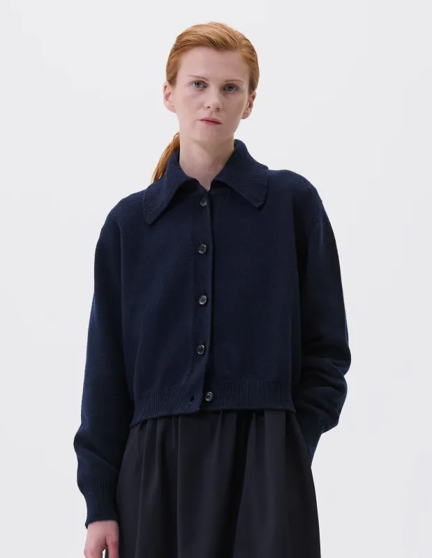 CARDIGAN JACKET | SOFT MERINO | NAVY sold by Margaret Howell