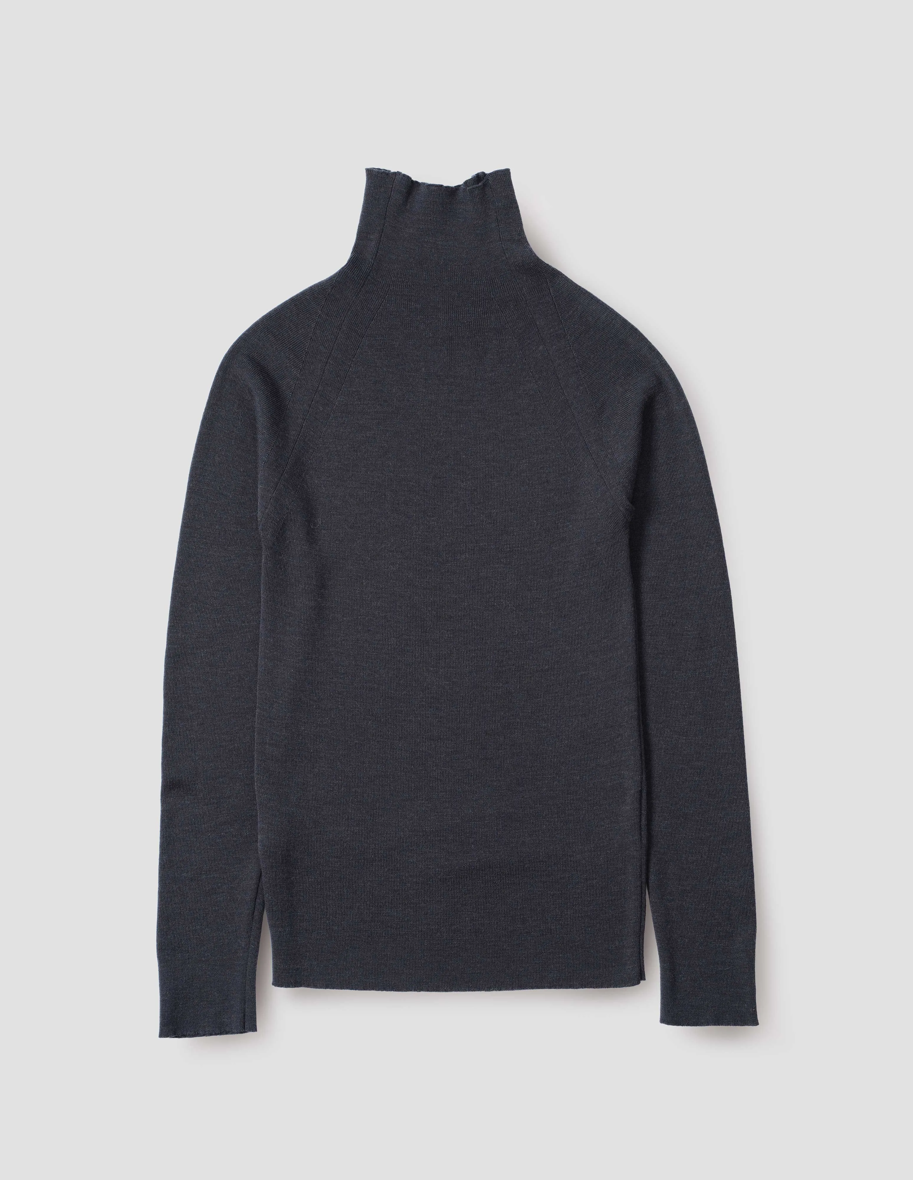 RIBBED HIGH NECK JUMPER | CLASSIC MERINO | SLATE sold by Margaret Howell product image thumbnail 4