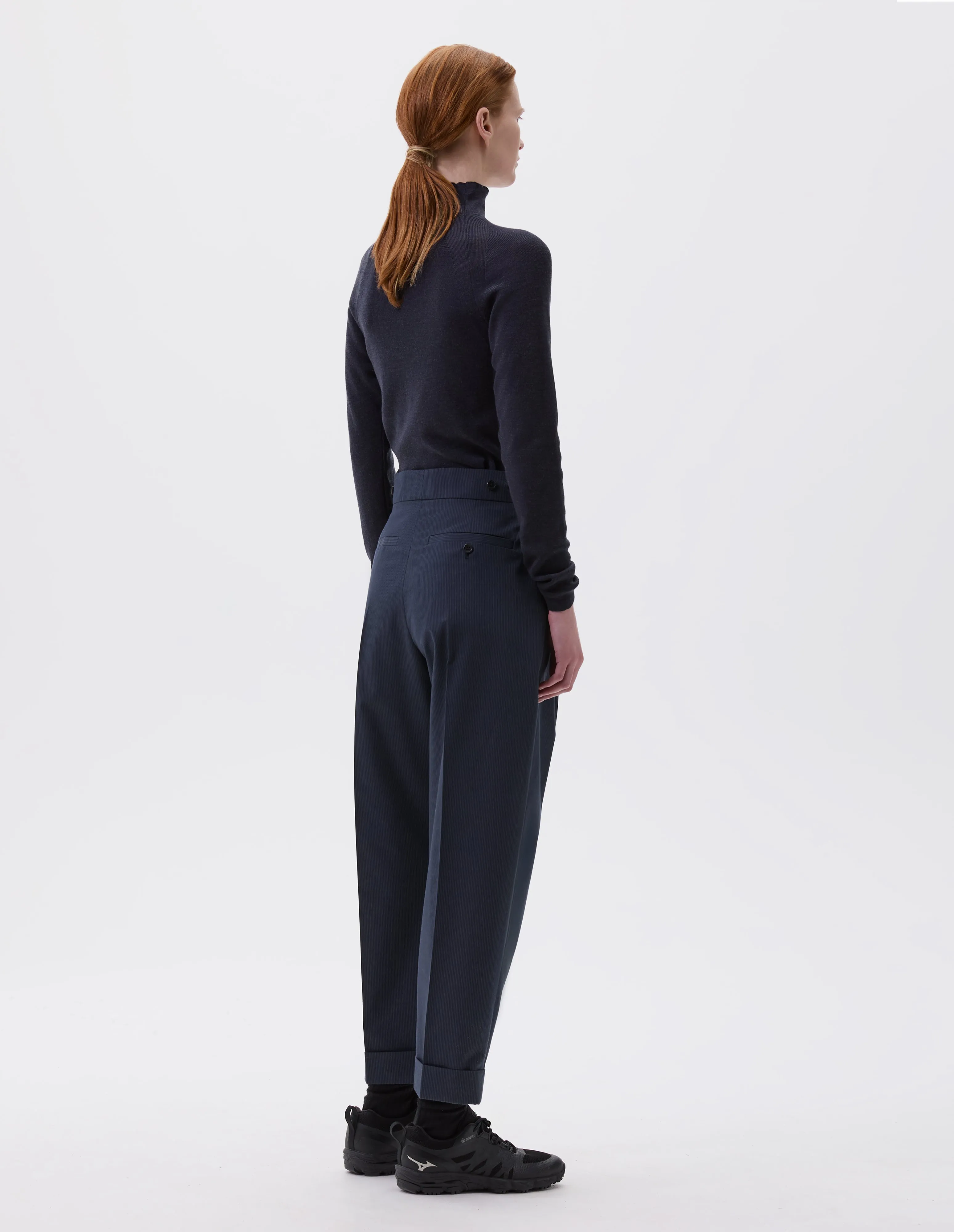 RIBBED HIGH NECK JUMPER | CLASSIC MERINO | SLATE sold by Margaret Howell product image thumbnail 3