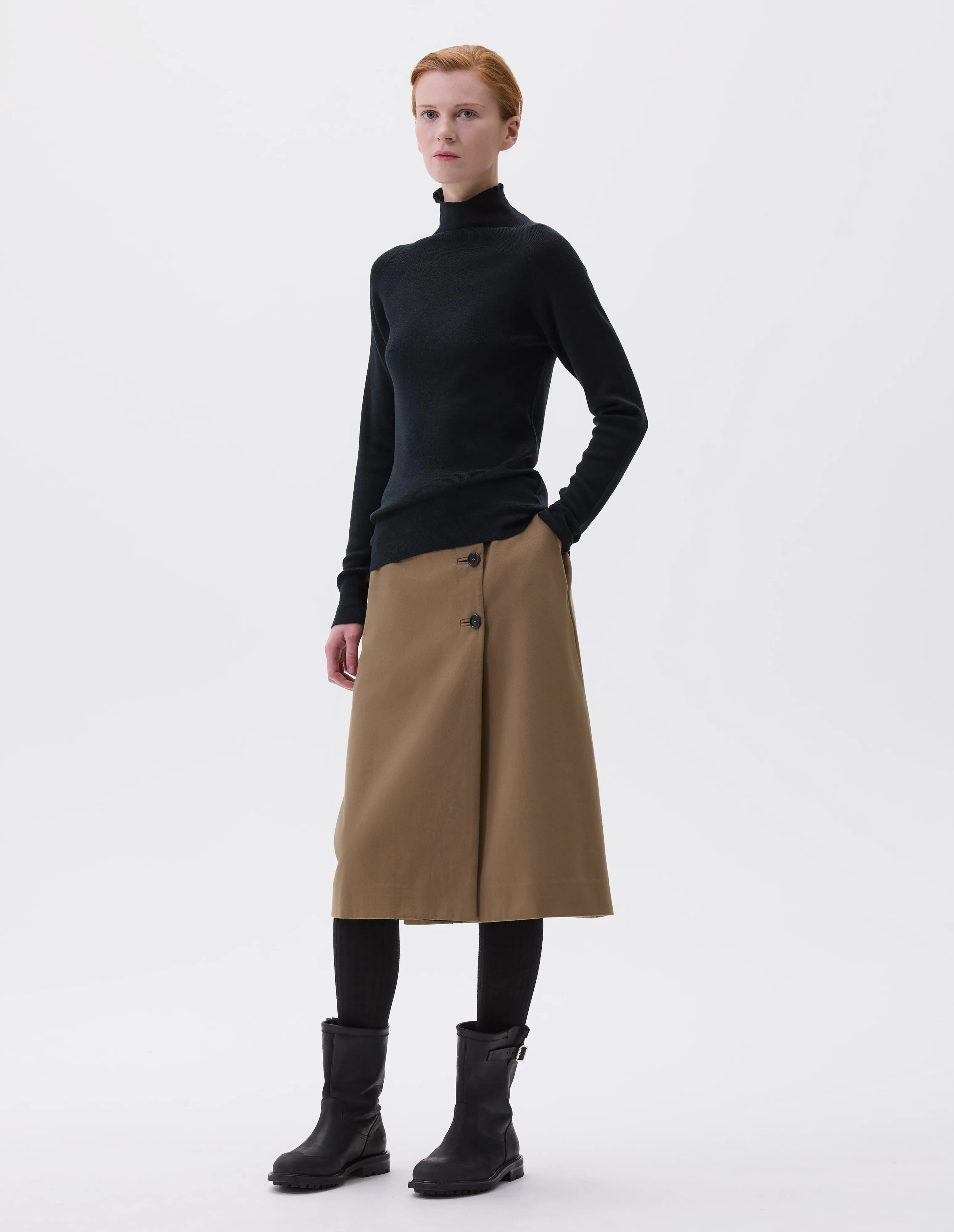 RIBBED HIGH NECK JUMPER | CLASSIC MERINO | BLACK sold by Margaret Howell product image thumbnail 2