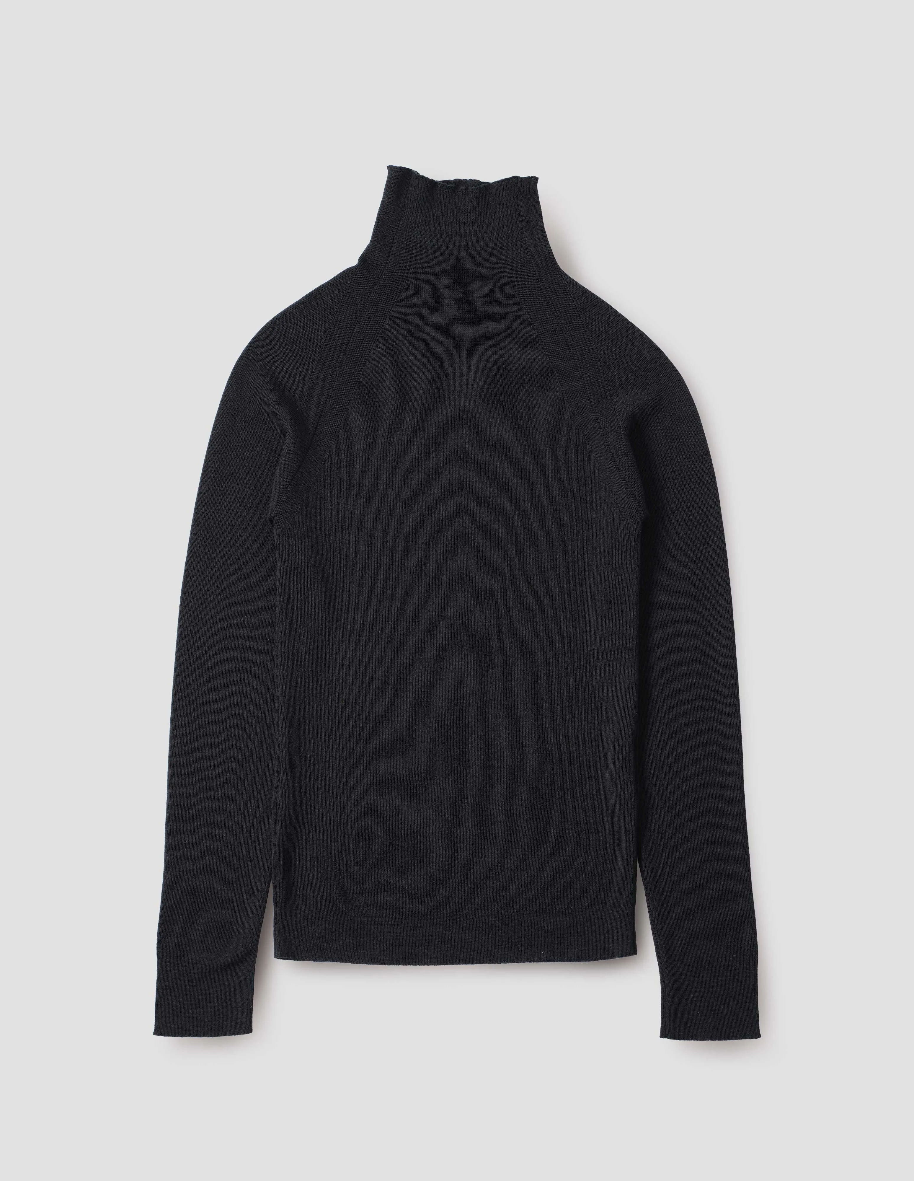 RIBBED HIGH NECK JUMPER | CLASSIC MERINO | BLACK sold by Margaret Howell product image thumbnail 5