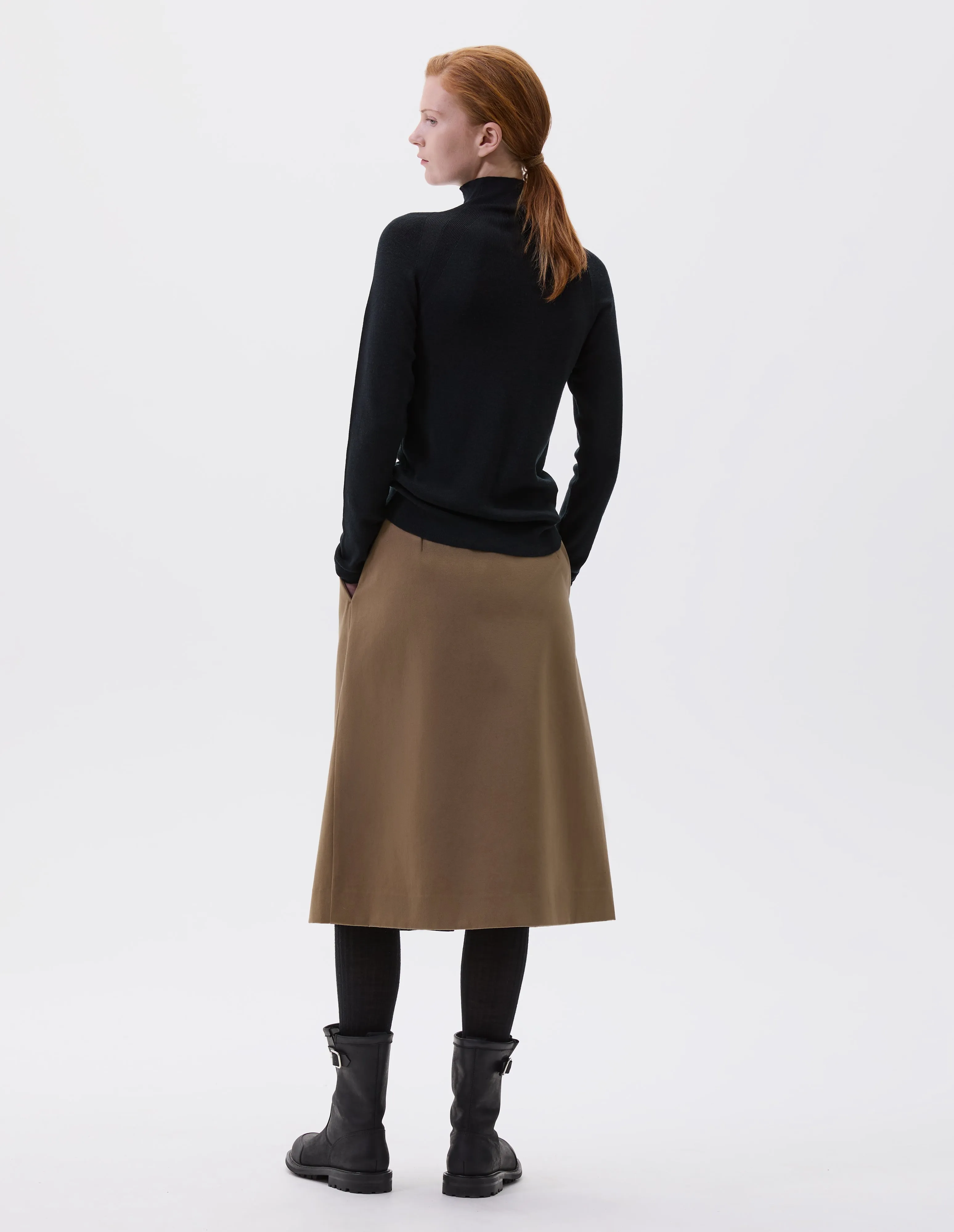 RIBBED HIGH NECK JUMPER | CLASSIC MERINO | BLACK sold by Margaret Howell product image thumbnail 3