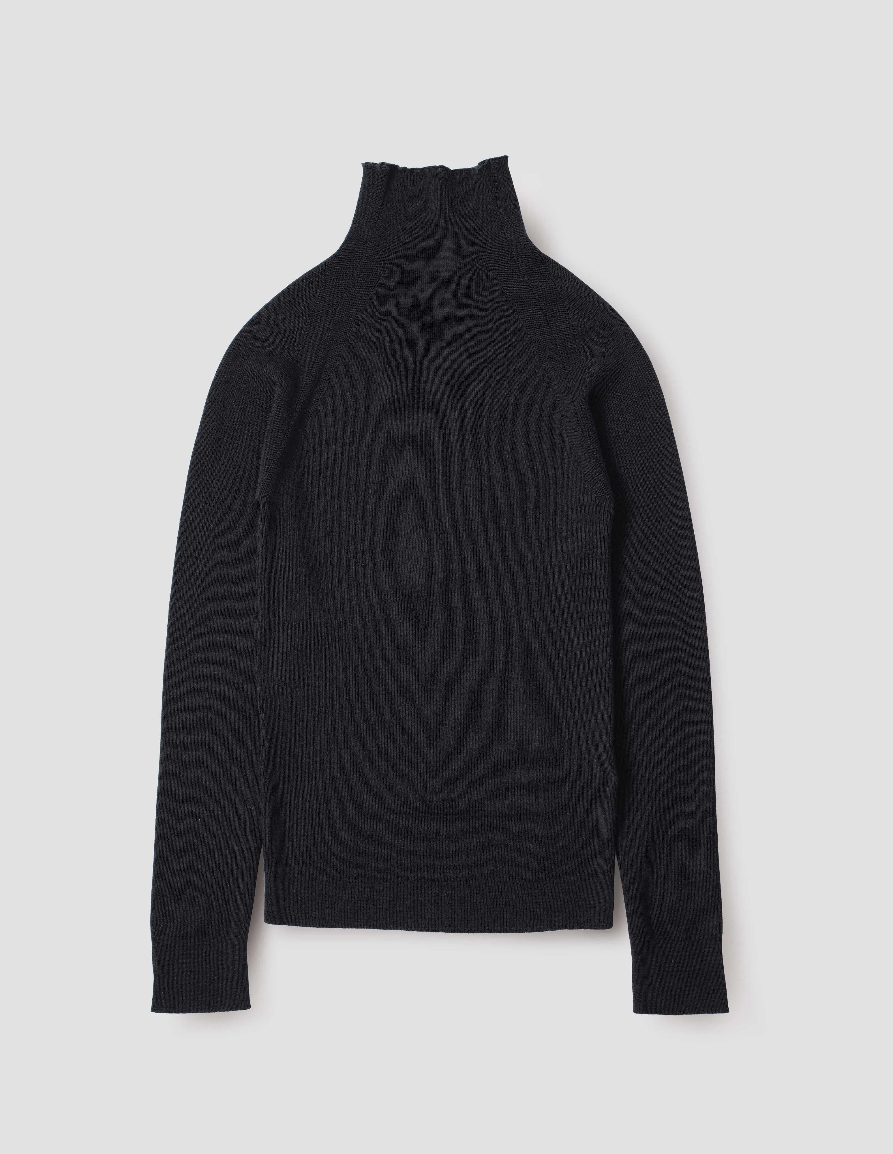 RIBBED HIGH NECK JUMPER | CLASSIC MERINO | BLACK sold by Margaret Howell product image thumbnail 4