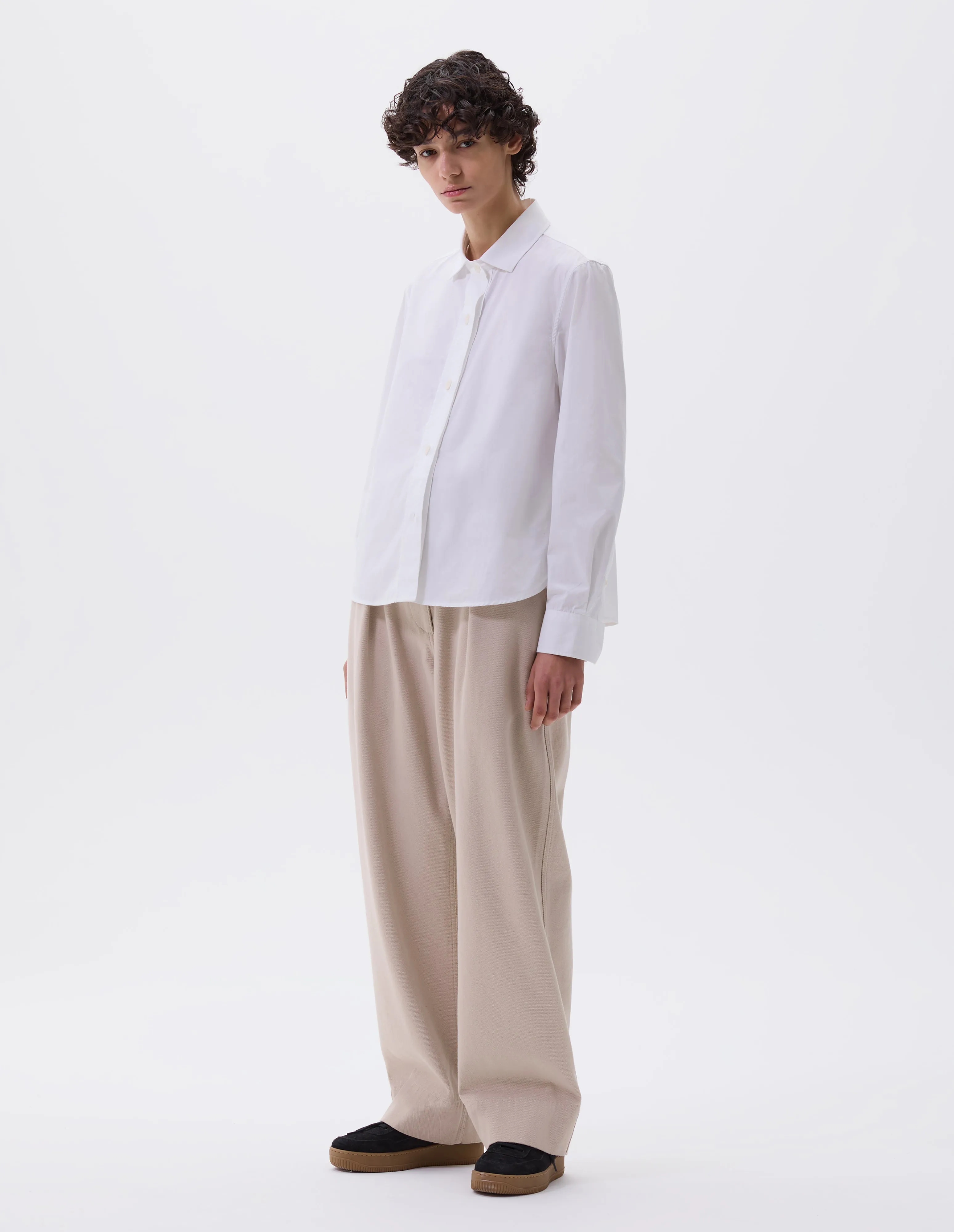MHL. LONGLINE SHIRT | COMPACT COTTON POPLIN | WHITE sold by Margaret Howell product image thumbnail 2