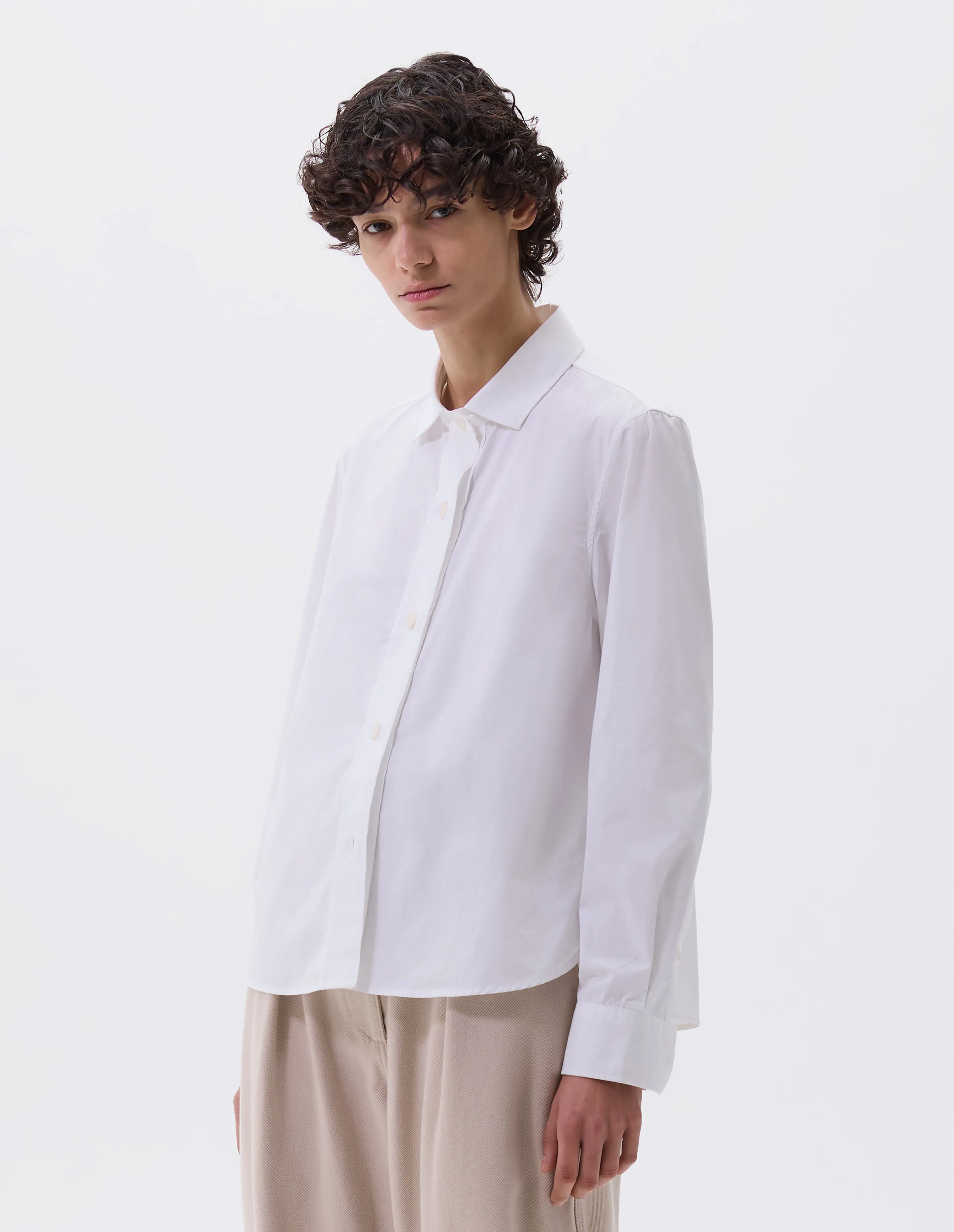 MHL. LONGLINE SHIRT | COMPACT COTTON POPLIN | WHITE sold by Margaret Howell