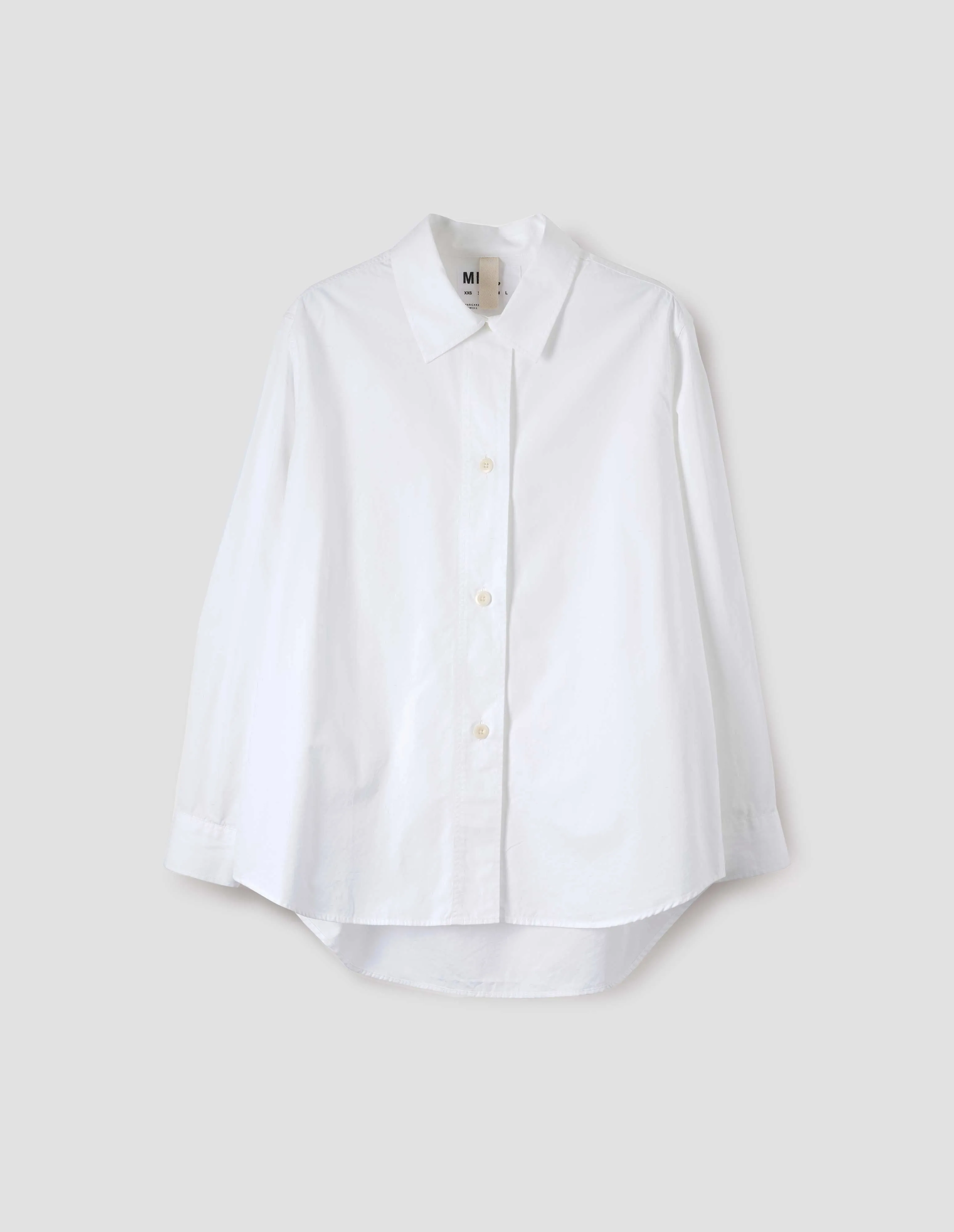 MHL. LONGLINE SHIRT | COMPACT COTTON POPLIN | WHITE sold by Margaret Howell product image thumbnail 4