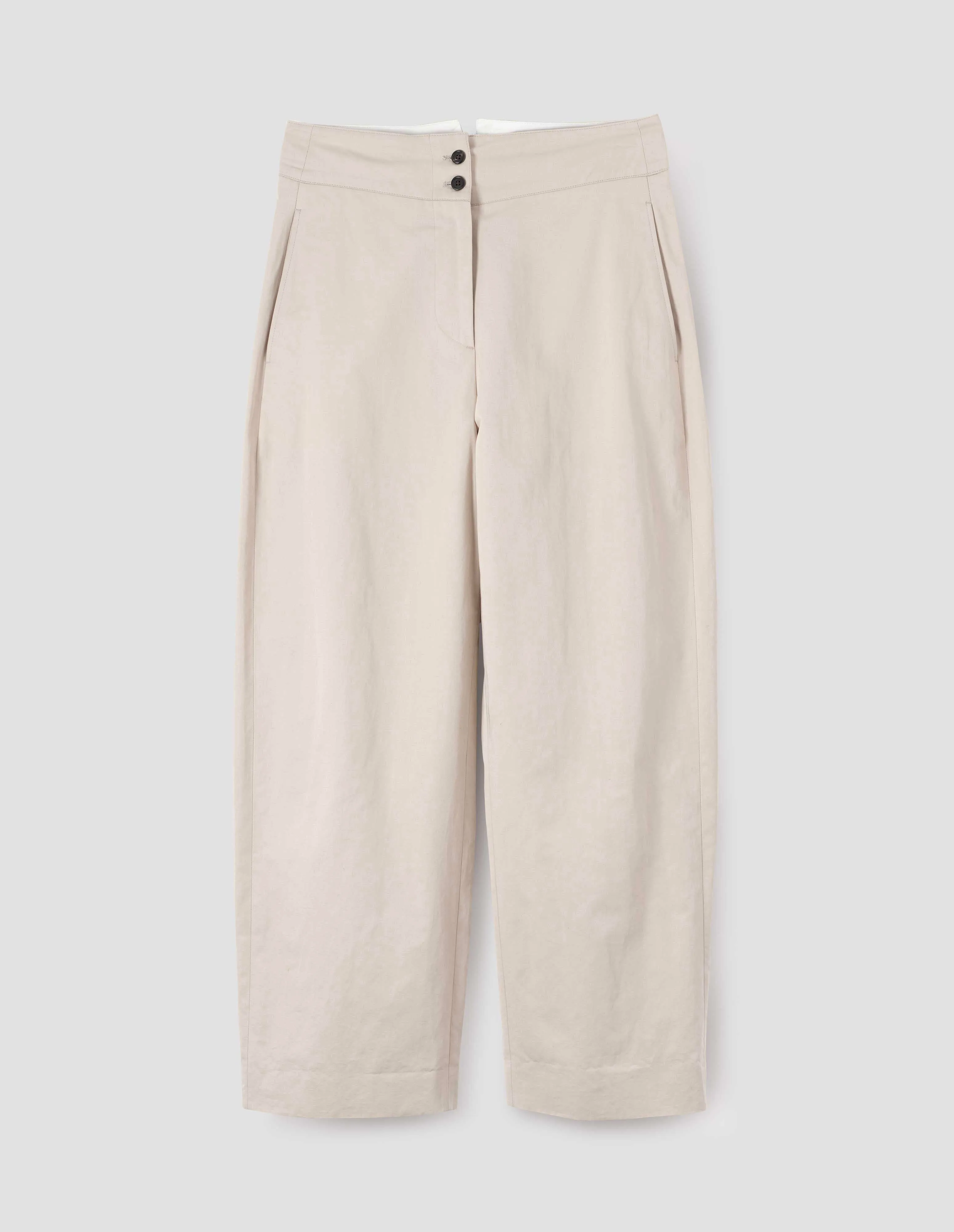 DEEP WAISTBAND TROUSERS | COTTON LINEN TWILL | STONE sold by Margaret Howell product image thumbnail 3