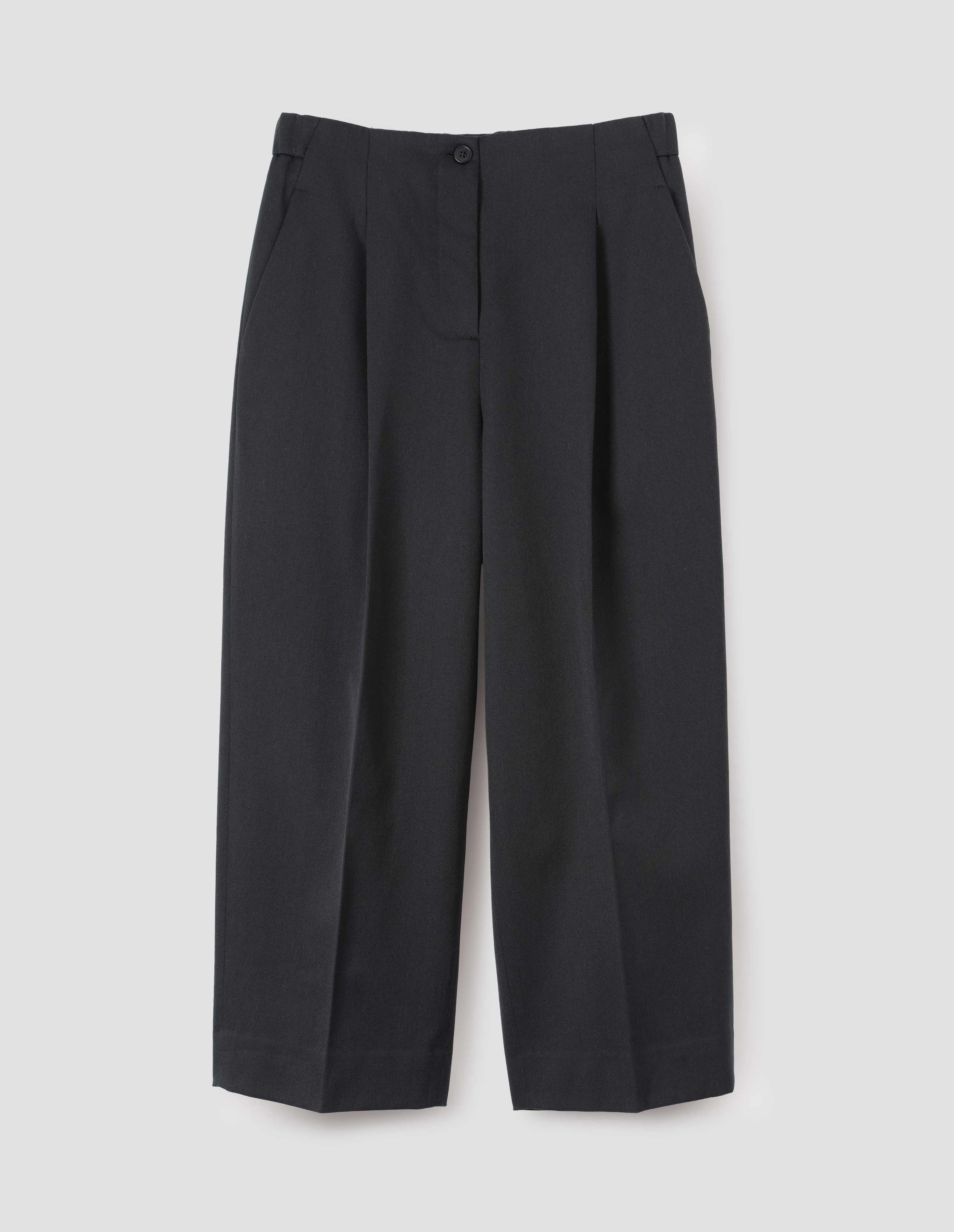 PLEATED FRONT CROPPED TROUSERS | WOOL COTTON TWILL | SLATE sold by Margaret Howell product image thumbnail 3