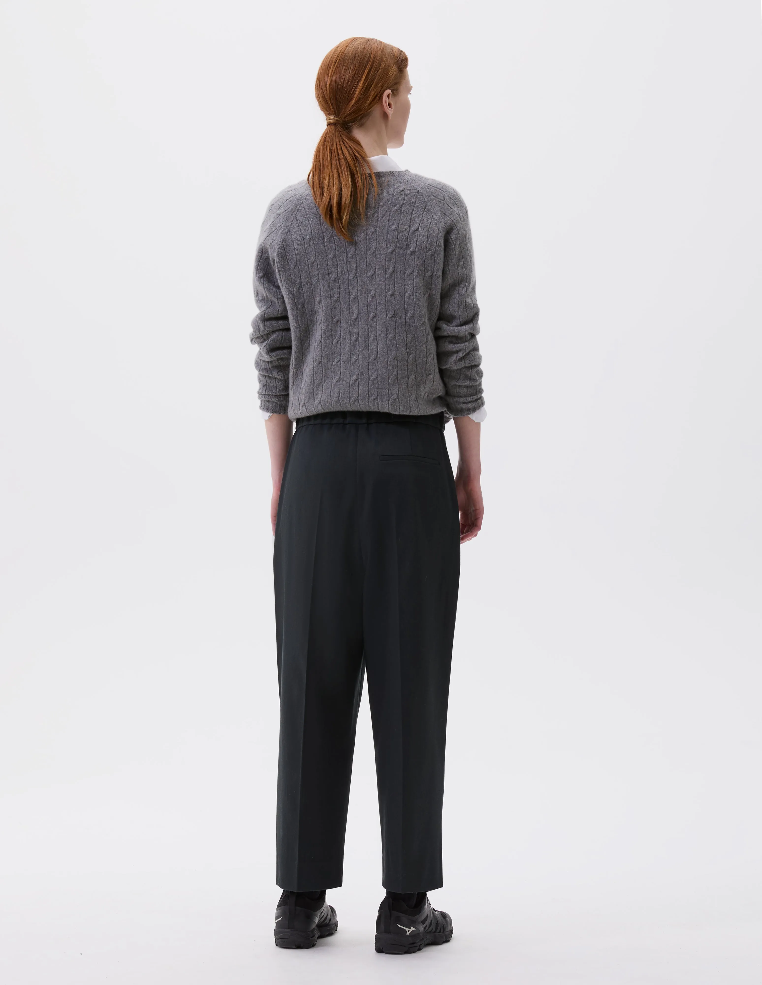 PLEATED FRONT CROPPED TROUSERS | WOOL COTTON TWILL | SLATE sold by Margaret Howell product image thumbnail 2