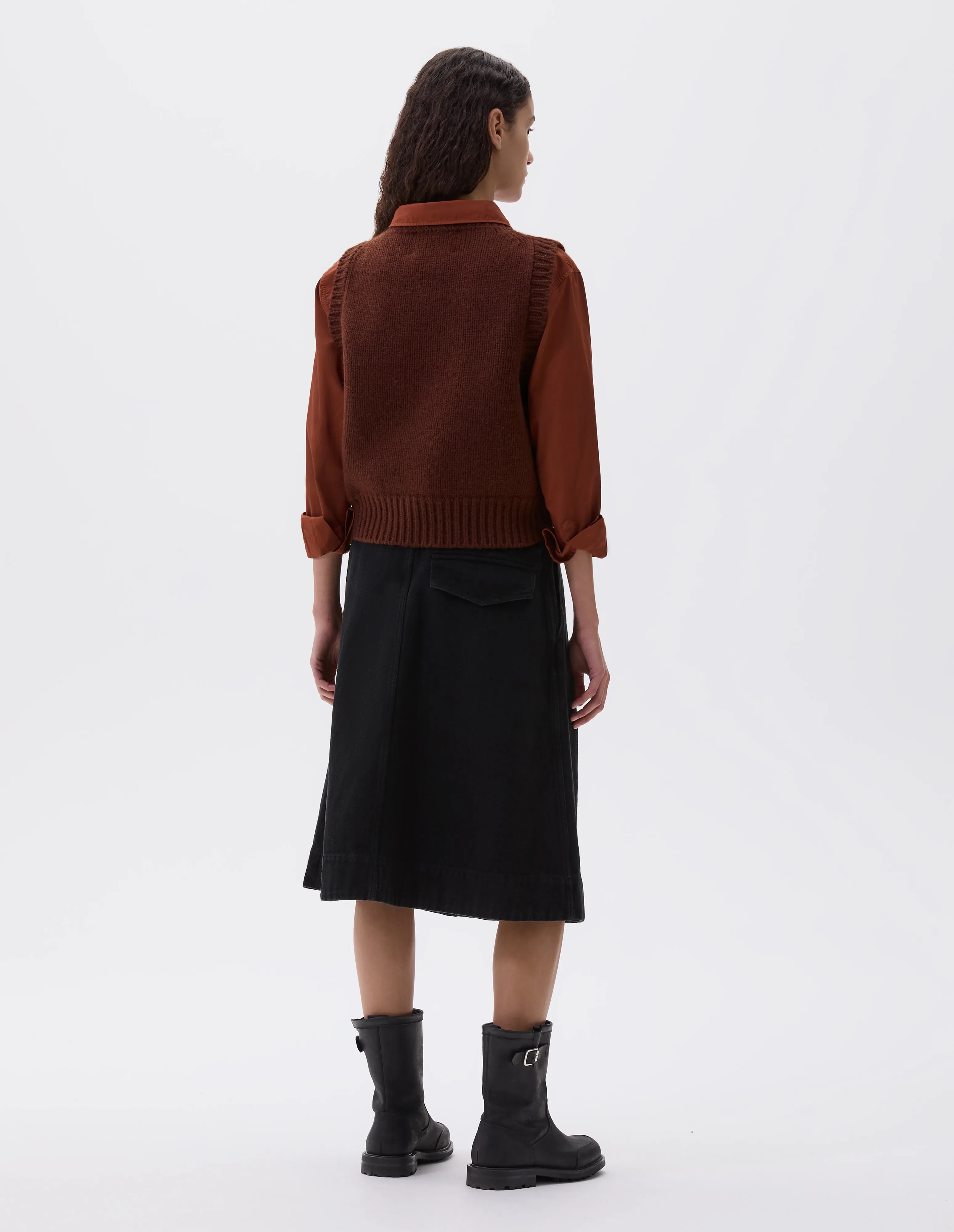MHL. CHUNKY CREW NECK SLIPOVER | BRITISH MERINO | RUST BROWN sold by Margaret Howell product image thumbnail 3