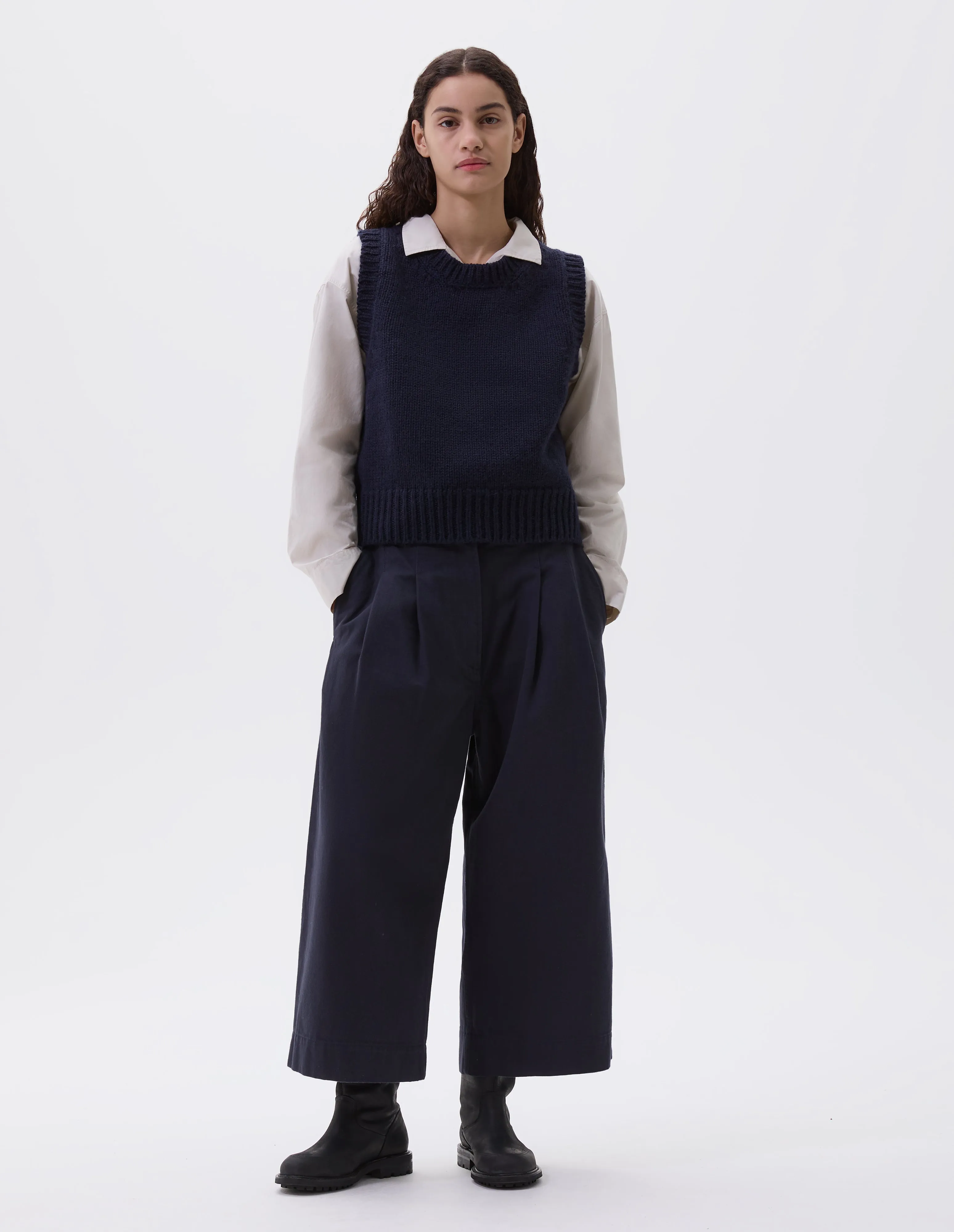 MHL. CHUNKY CREW NECK SLIPOVER | BRITISH MERINO | RICH NAVY sold by Margaret Howell product image thumbnail 2
