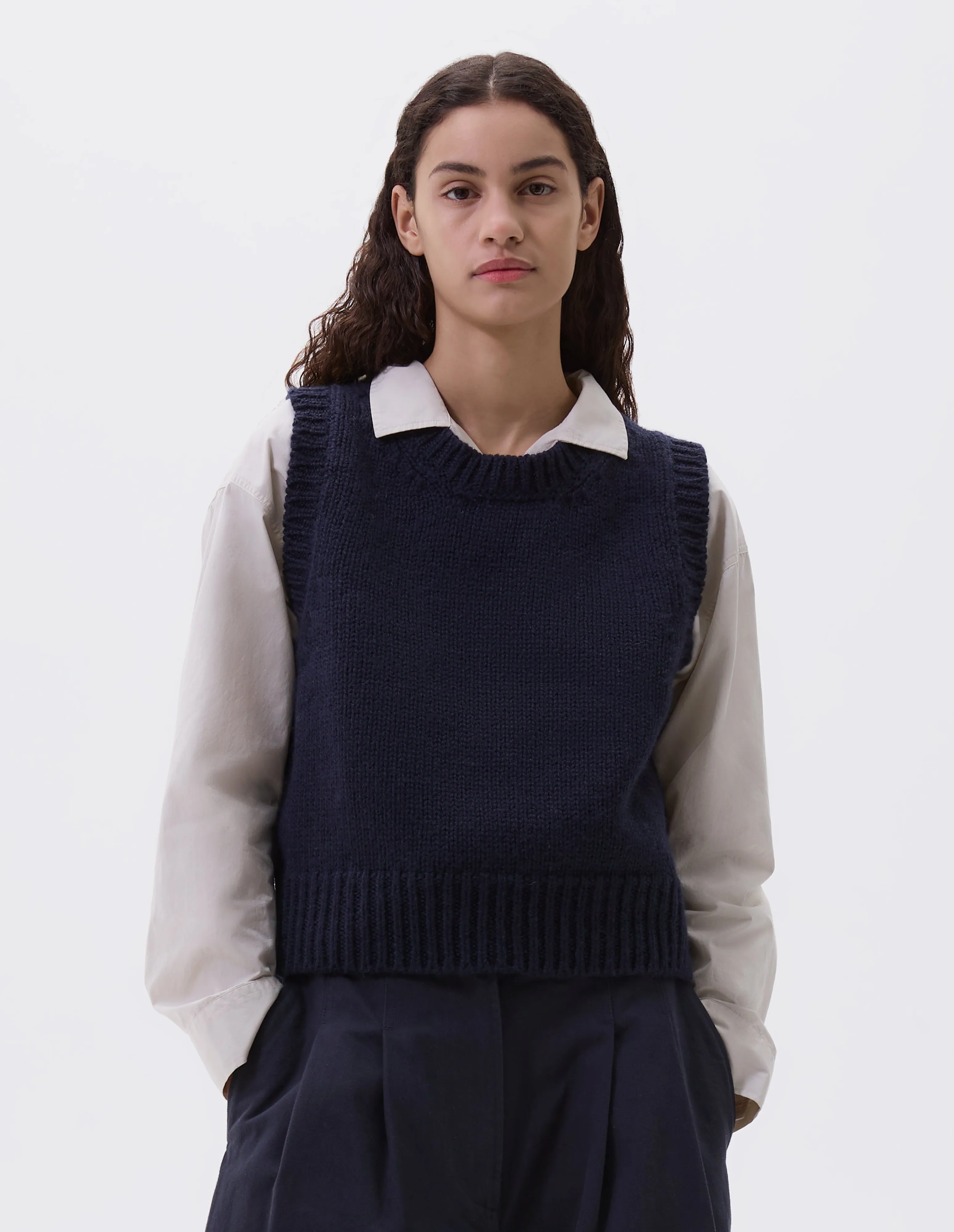 MHL. CHUNKY CREW NECK SLIPOVER | BRITISH MERINO | RICH NAVY sold by Margaret Howell