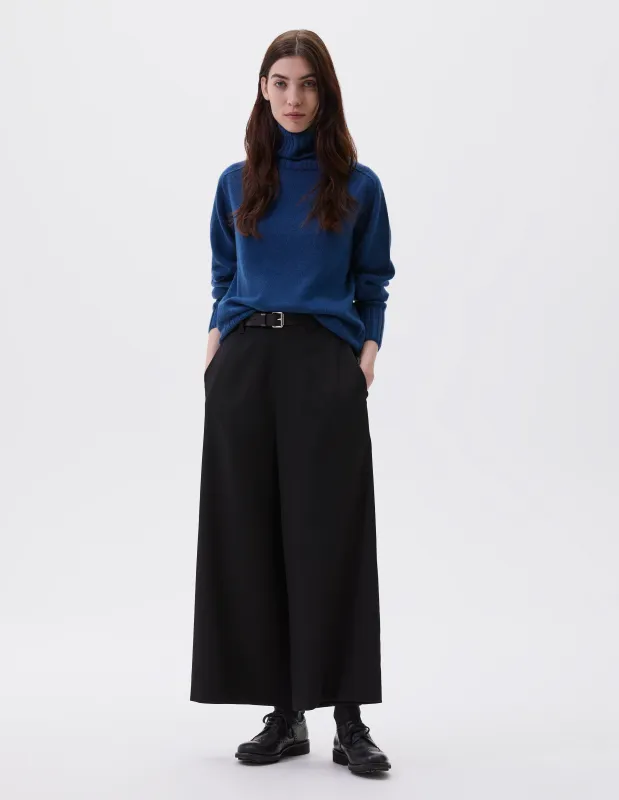 FLAT FRONT CULOTTES | FLUID WOOL TWILL | BLACK sold by Margaret Howell