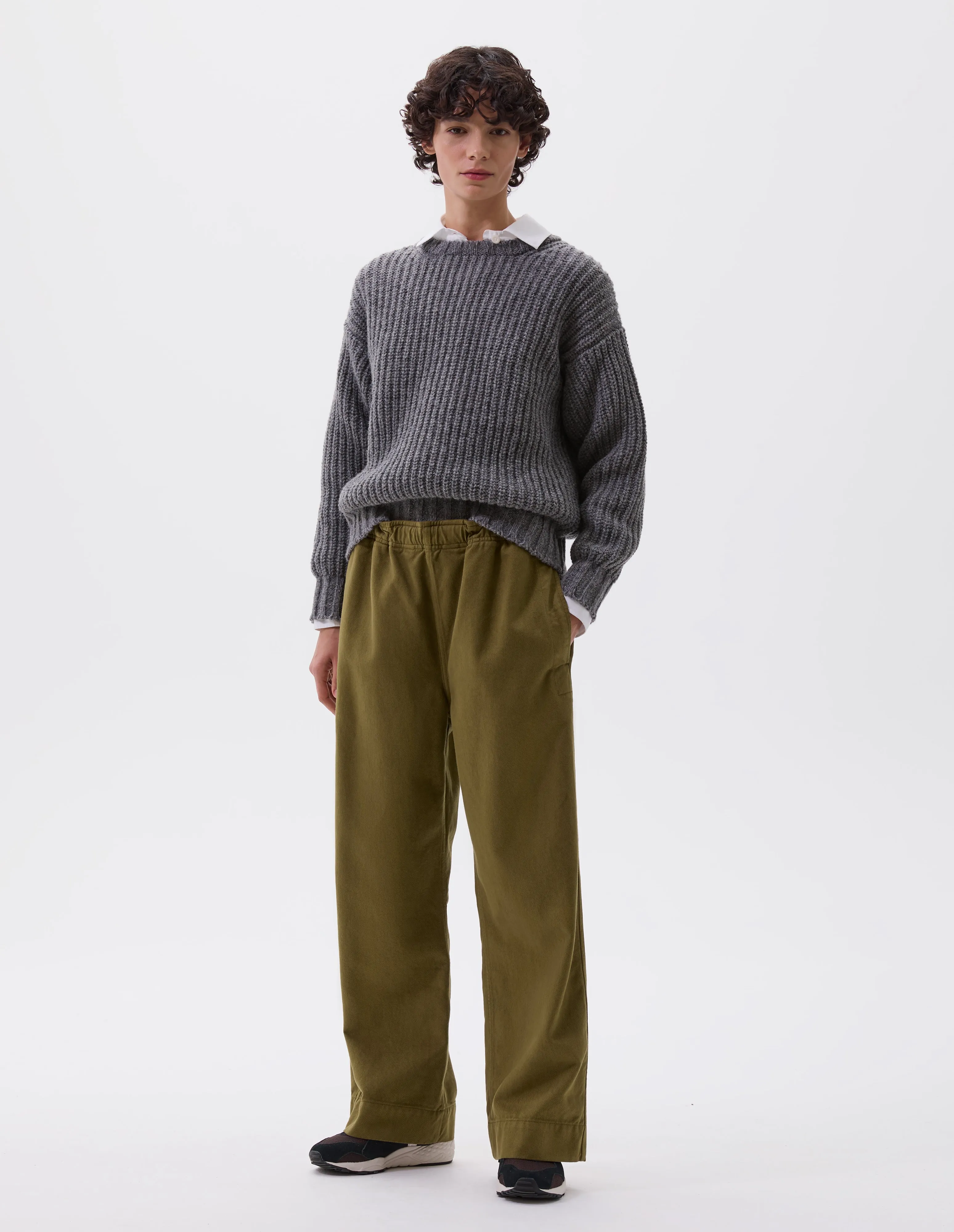 MHL. SPORTS JOGGER | COTTON TENCEL DRILL | MOSS sold by Margaret Howell