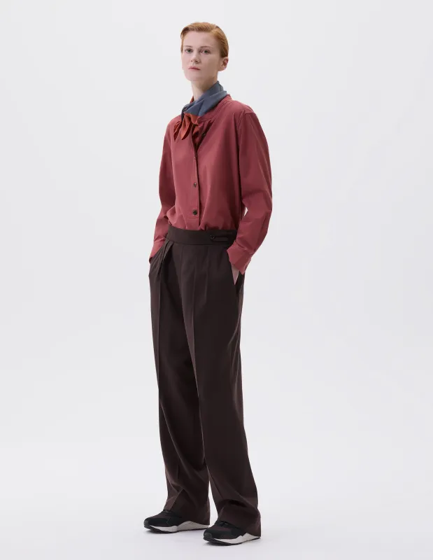SIDE CLOSURE TWIN PLEAT TROUSERS | LIGHT FLANNEL | EBONY sold by Margaret Howell