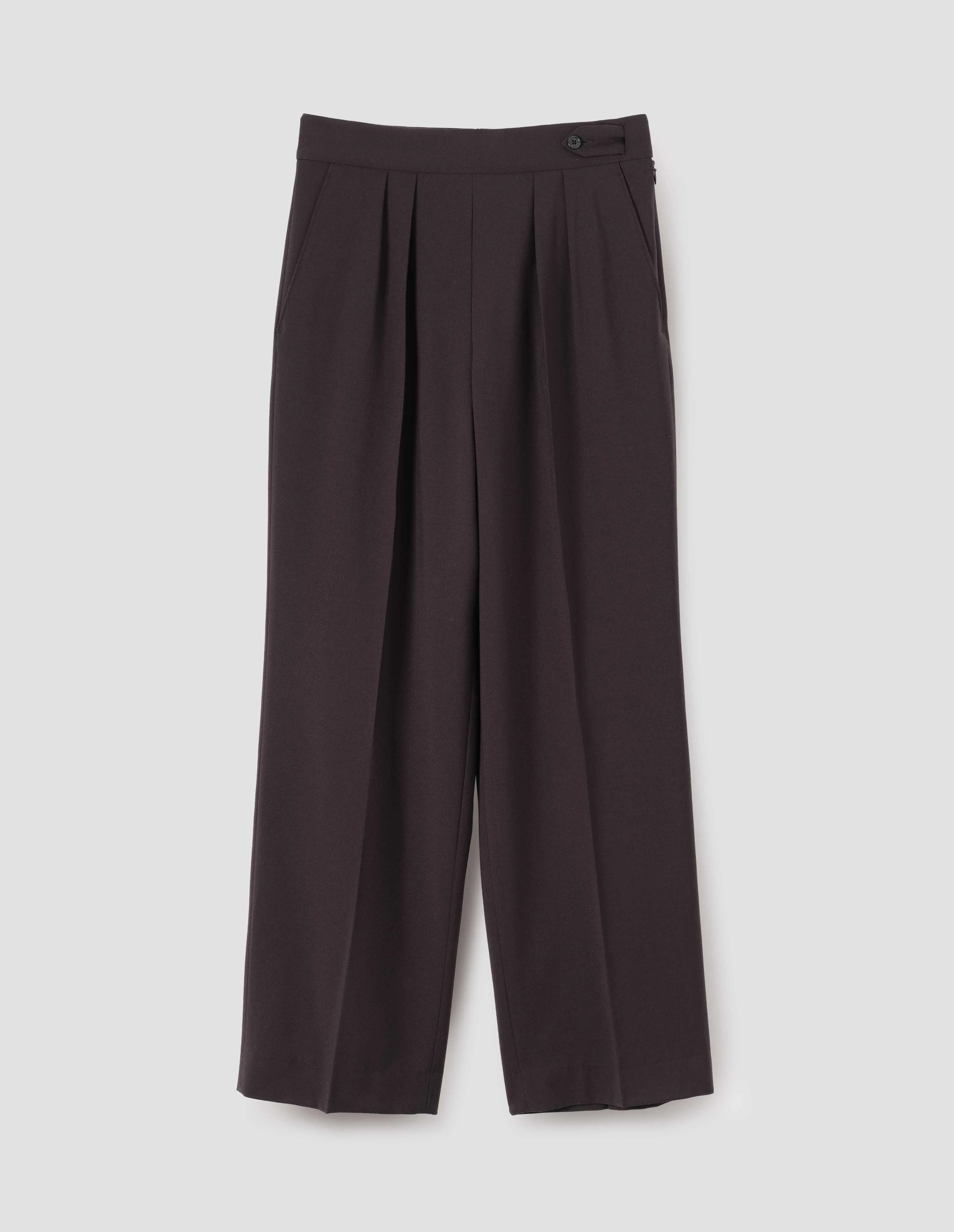 SIDE CLOSURE TWIN PLEAT TROUSERS | LIGHT FLANNEL | EBONY sold by Margaret Howell product image thumbnail 3