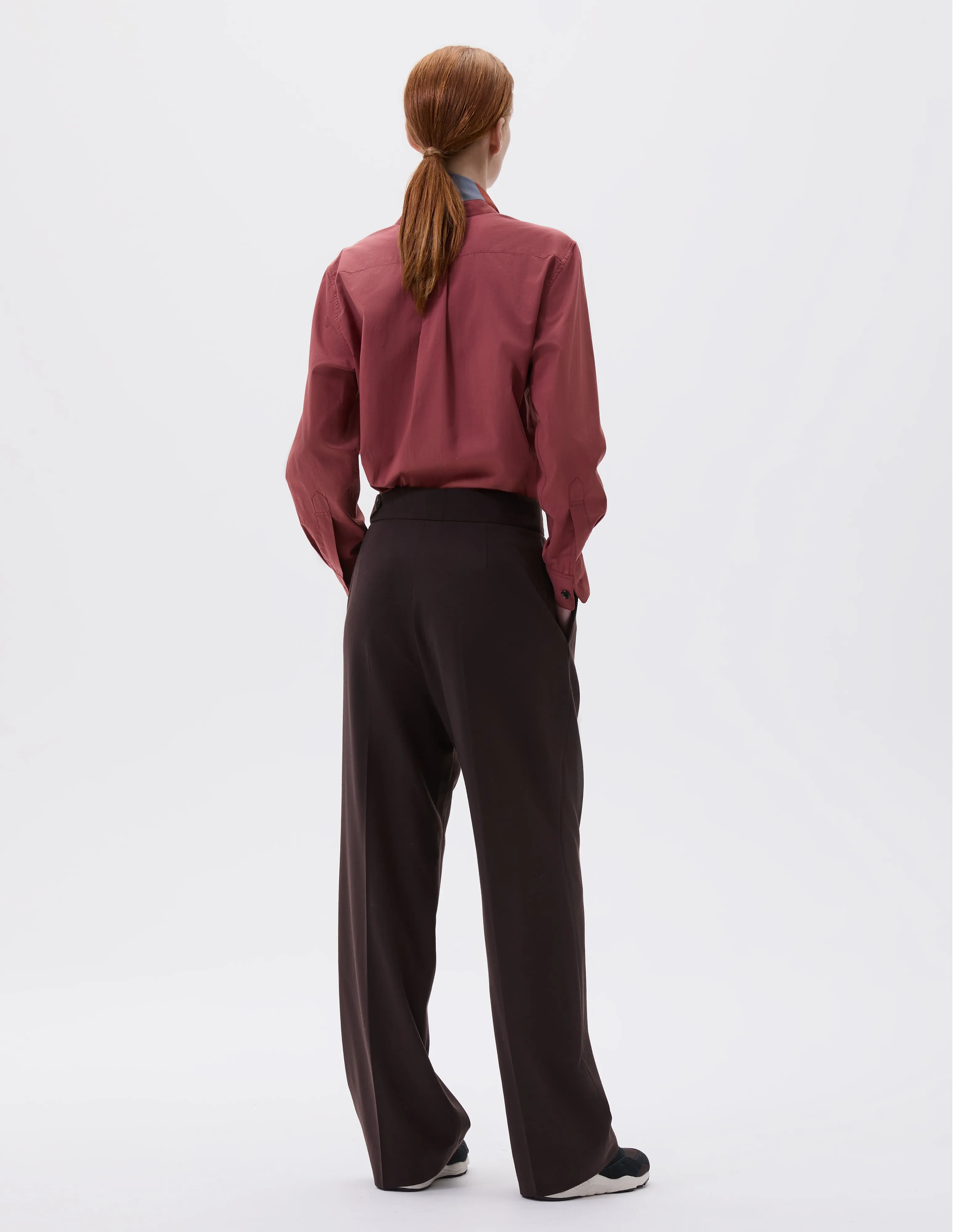 SIDE CLOSURE TWIN PLEAT TROUSERS | LIGHT FLANNEL | EBONY sold by Margaret Howell product image thumbnail 2