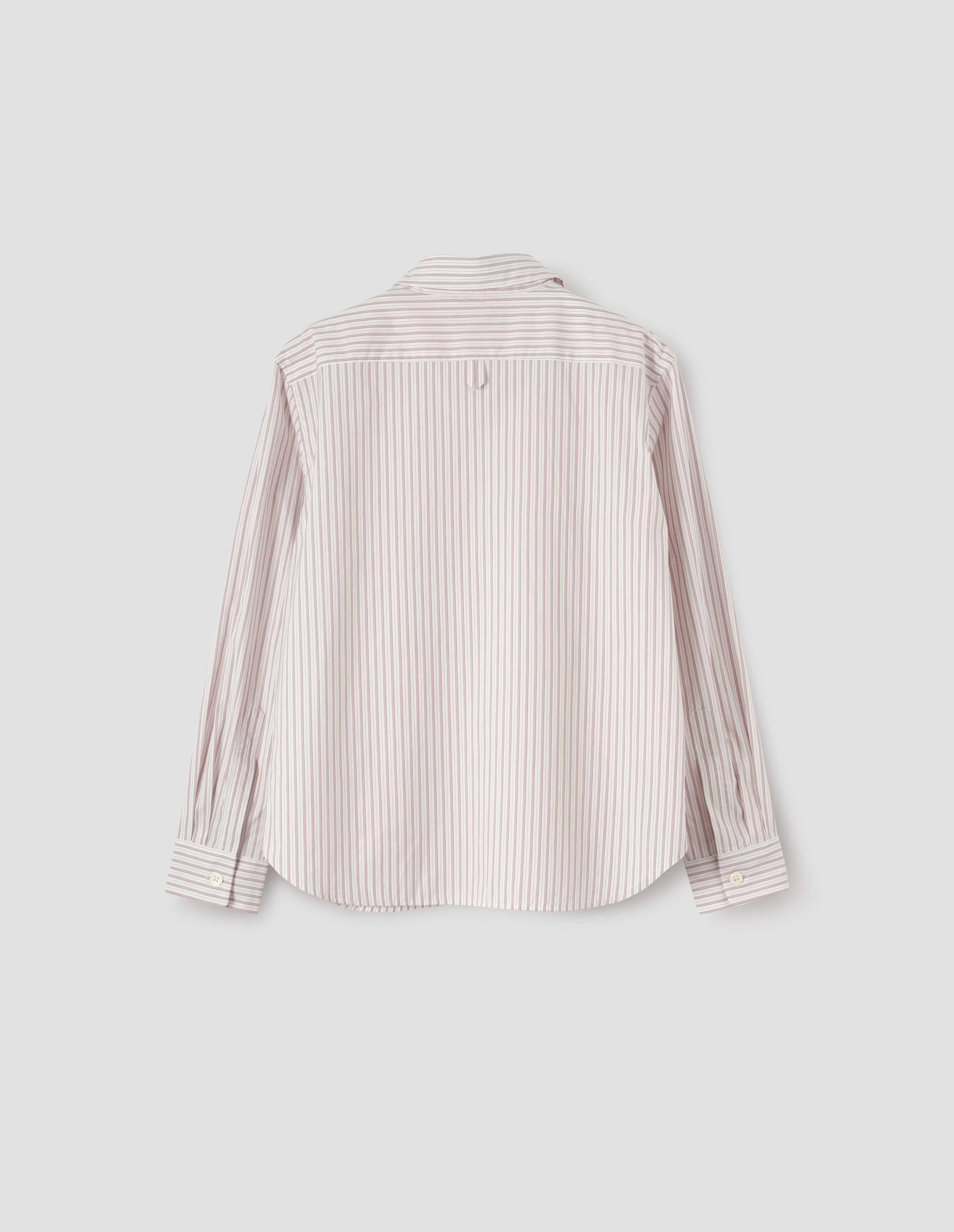 SIMPLE SHIRT | FINE DOUBLE STRIPE COTTON | ECRU / DUSTY PINK / BLACK sold by Margaret Howell product image thumbnail 5