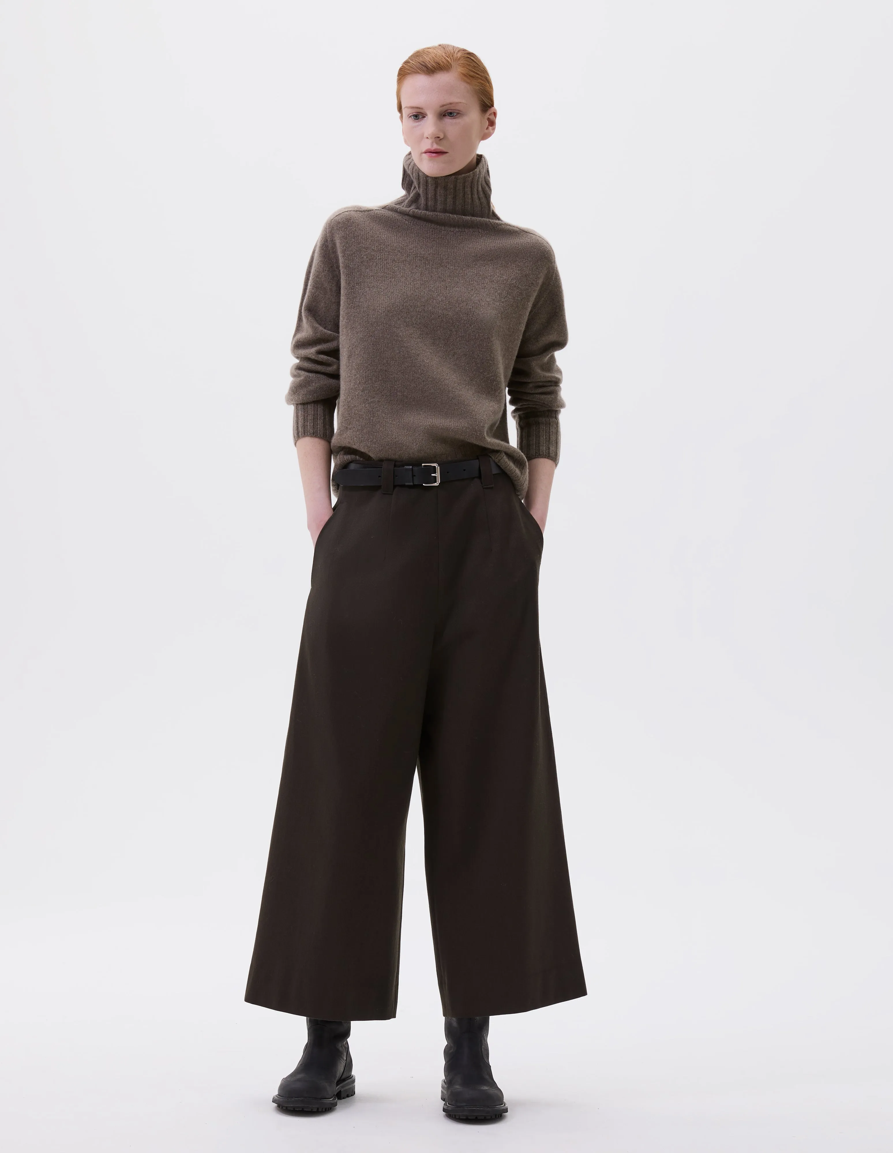 FLAT FRONT CULOTTES | WOOL COTTON TWILL | DARK OLIVE sold by Margaret Howell