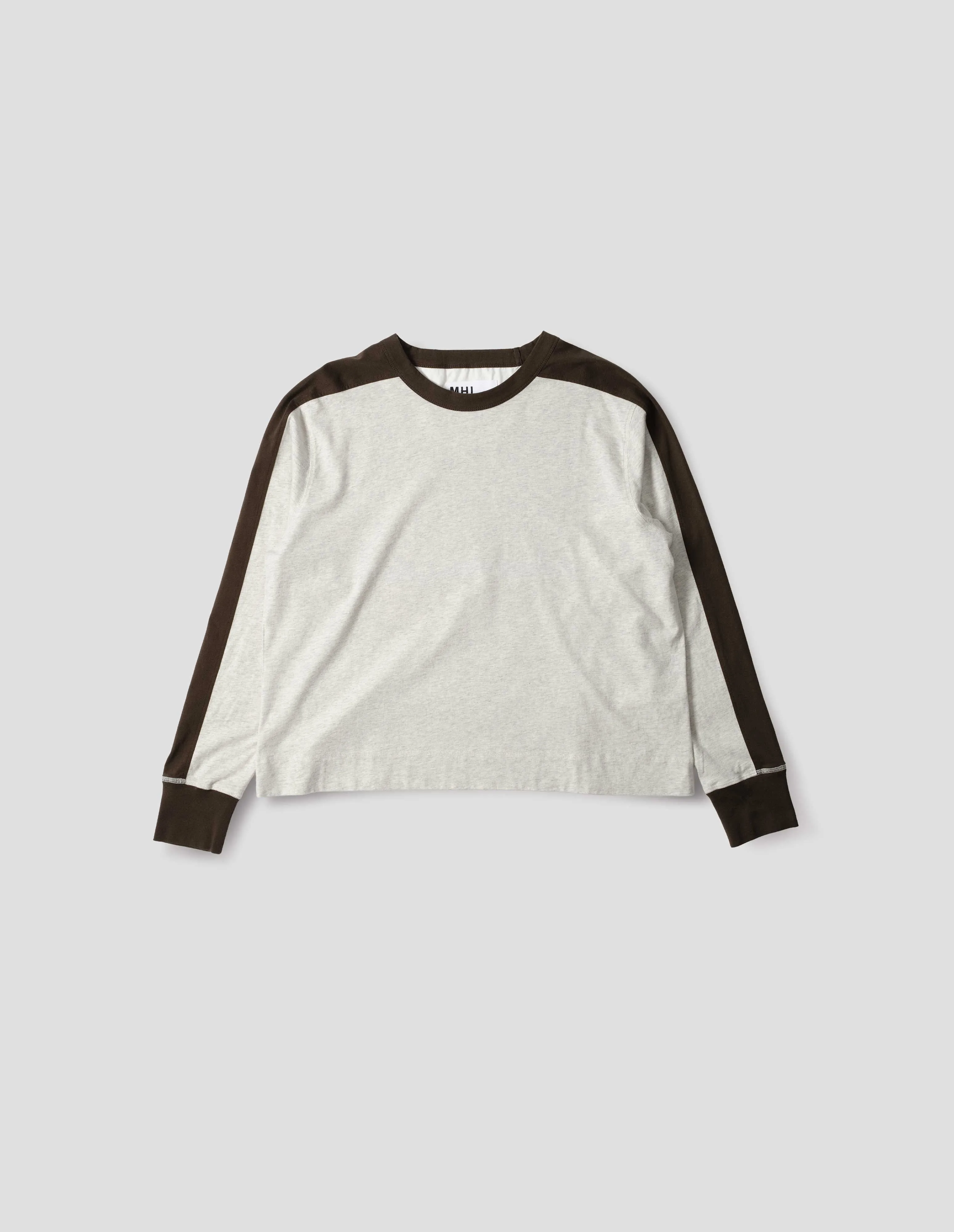 MHL. TRAINING TOP | DRY COTTON MELANGE JERSEY | OFF WHITE / KHAKI sold by Margaret Howell product image thumbnail 4