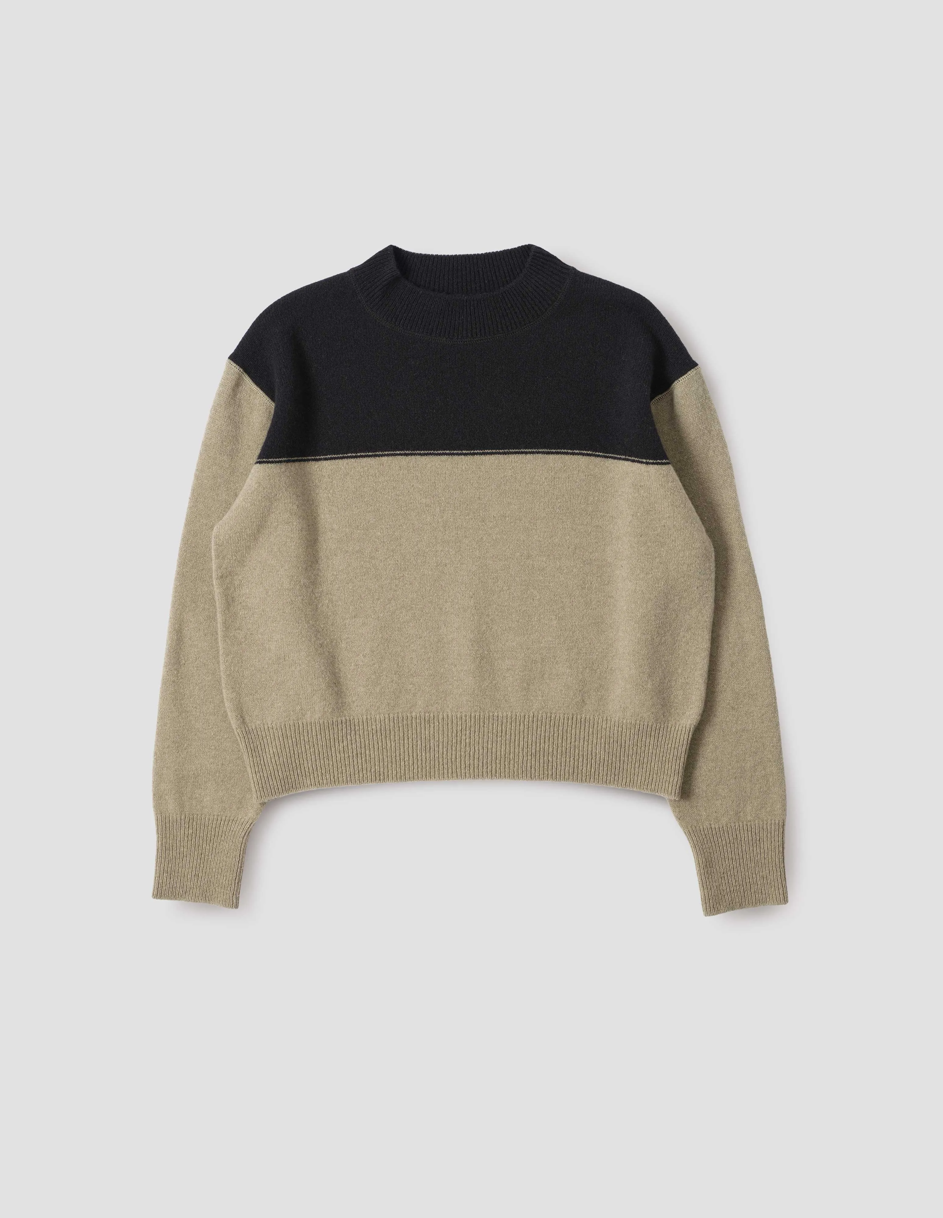 MHL. COLOUR BLOCK JUMPER | LAMBSWOOL | BLACK / LINEN sold by Margaret Howell product image thumbnail 4