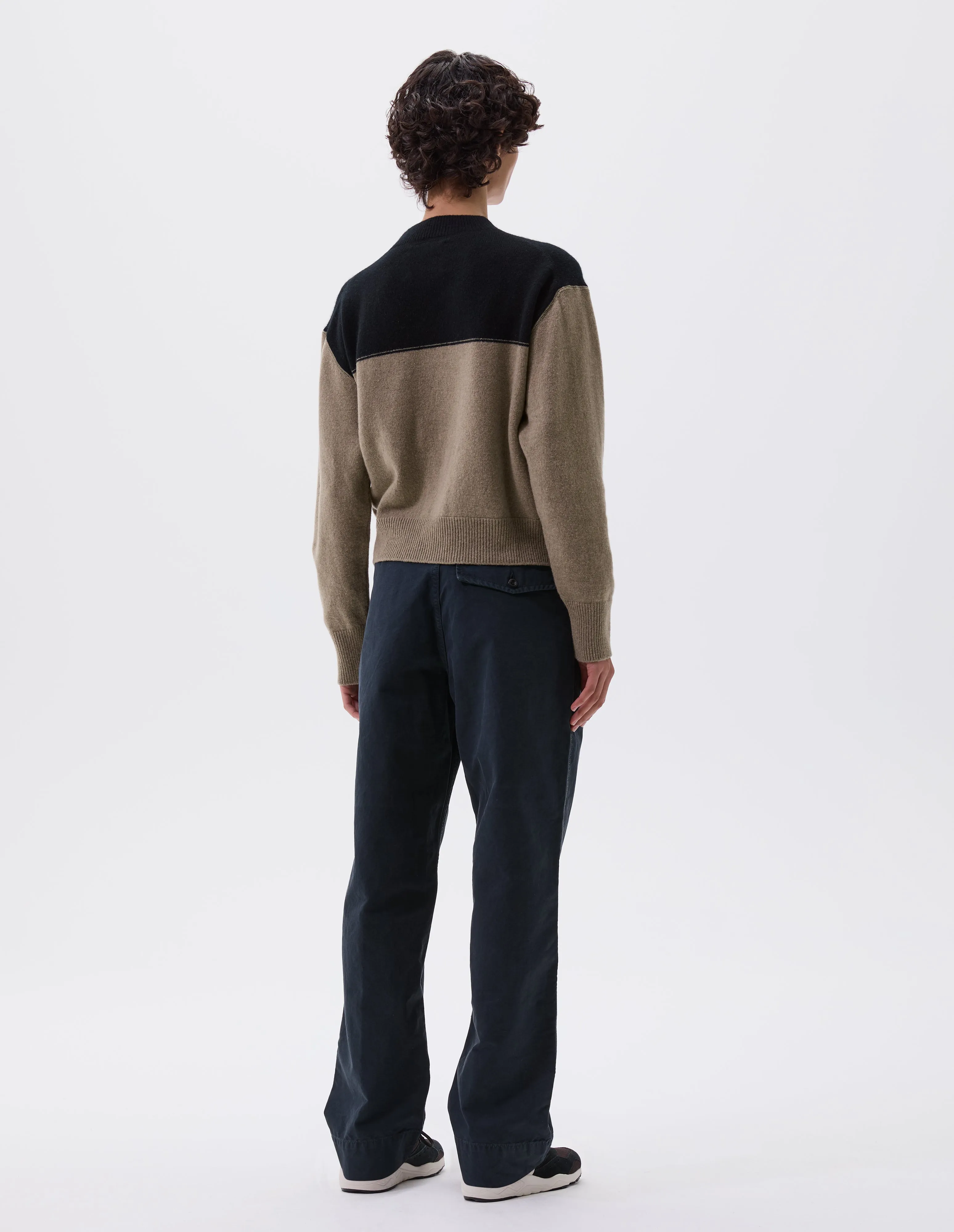 MHL. COLOUR BLOCK JUMPER | LAMBSWOOL | BLACK / LINEN sold by Margaret Howell product image thumbnail 3