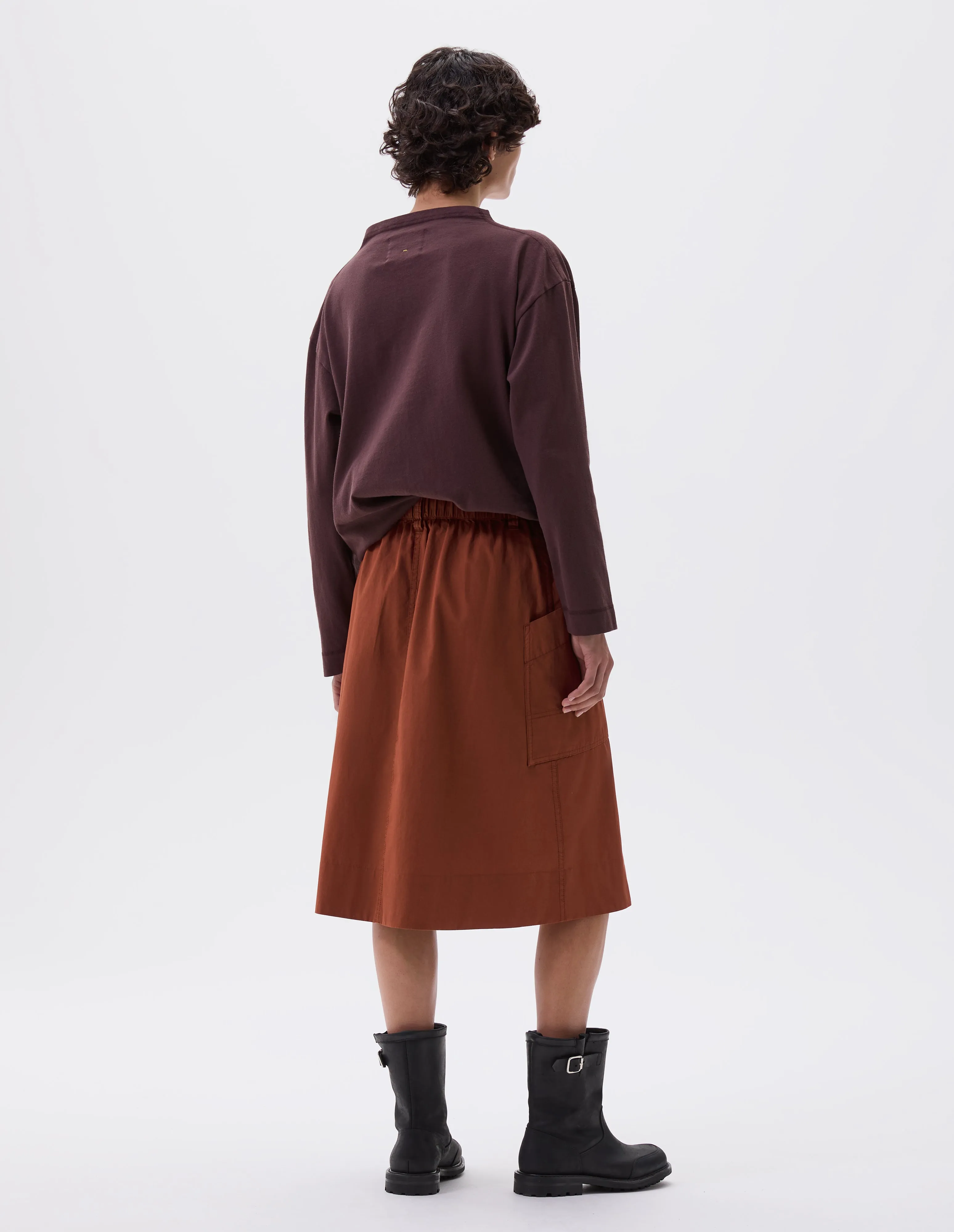 MHL. PATCH POCKET SKIRT | WASHED COTTON POPLIN | BRICK sold by Margaret Howell product image thumbnail 2