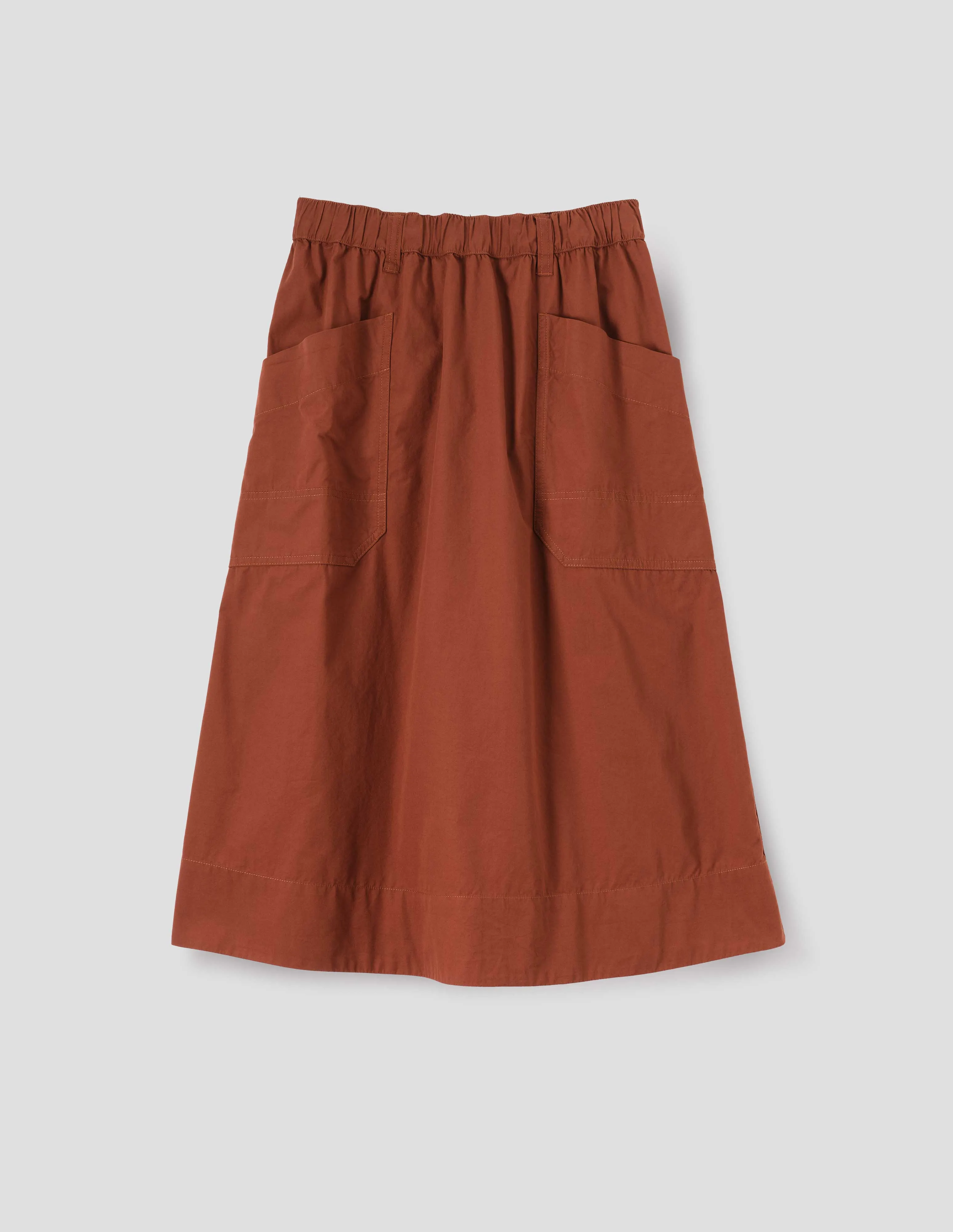 MHL. PATCH POCKET SKIRT | WASHED COTTON POPLIN | BRICK sold by Margaret Howell product image thumbnail 3
