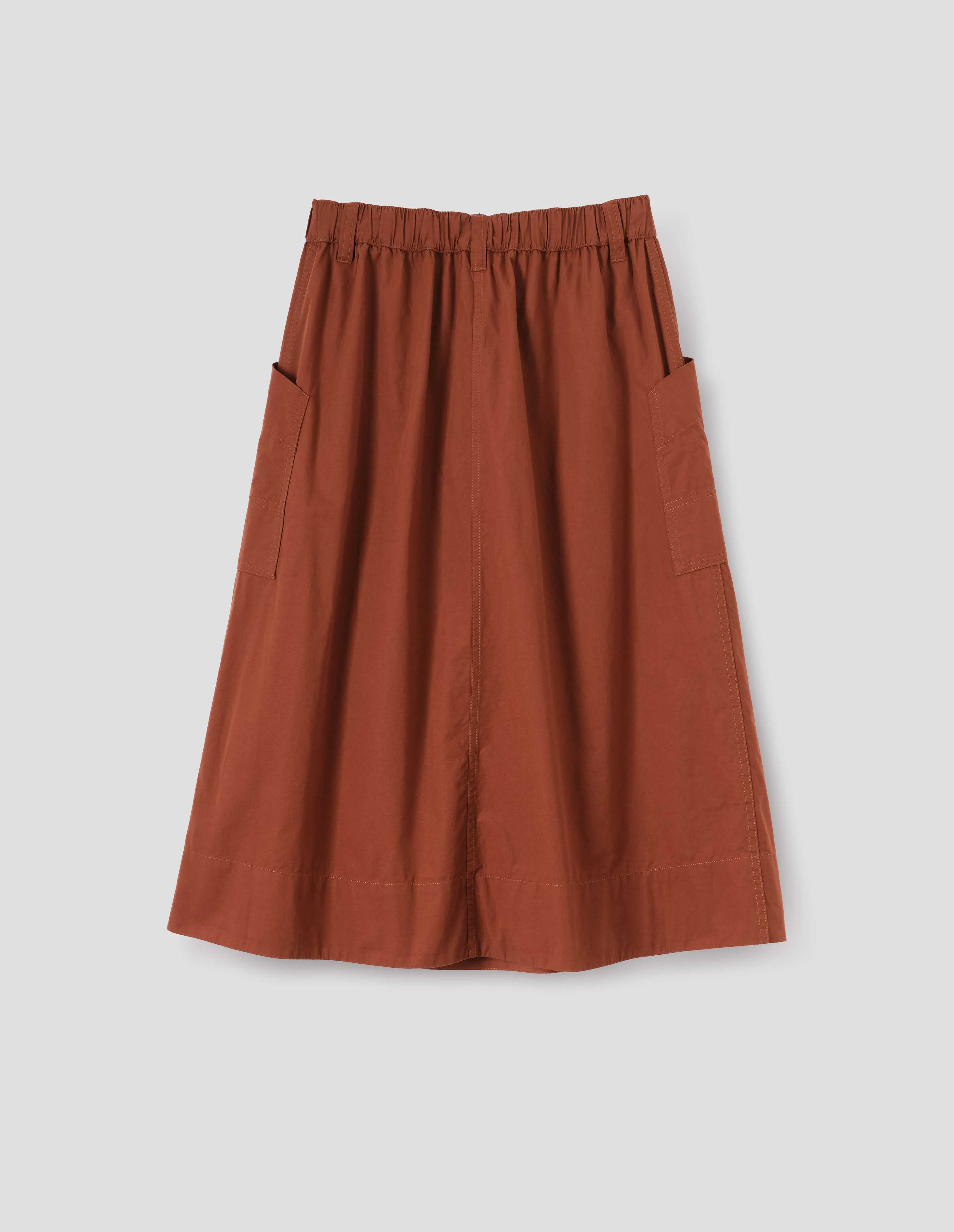 MHL. PATCH POCKET SKIRT | WASHED COTTON POPLIN | BRICK sold by Margaret Howell product image thumbnail 4