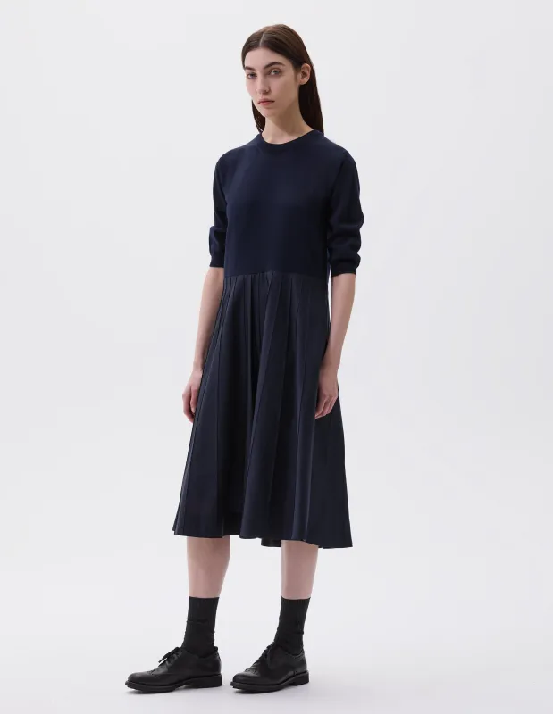 KNITTED TOP DRESS | LIGHT COTTON SILK | FRENCH NAVY sold by Margaret Howell
