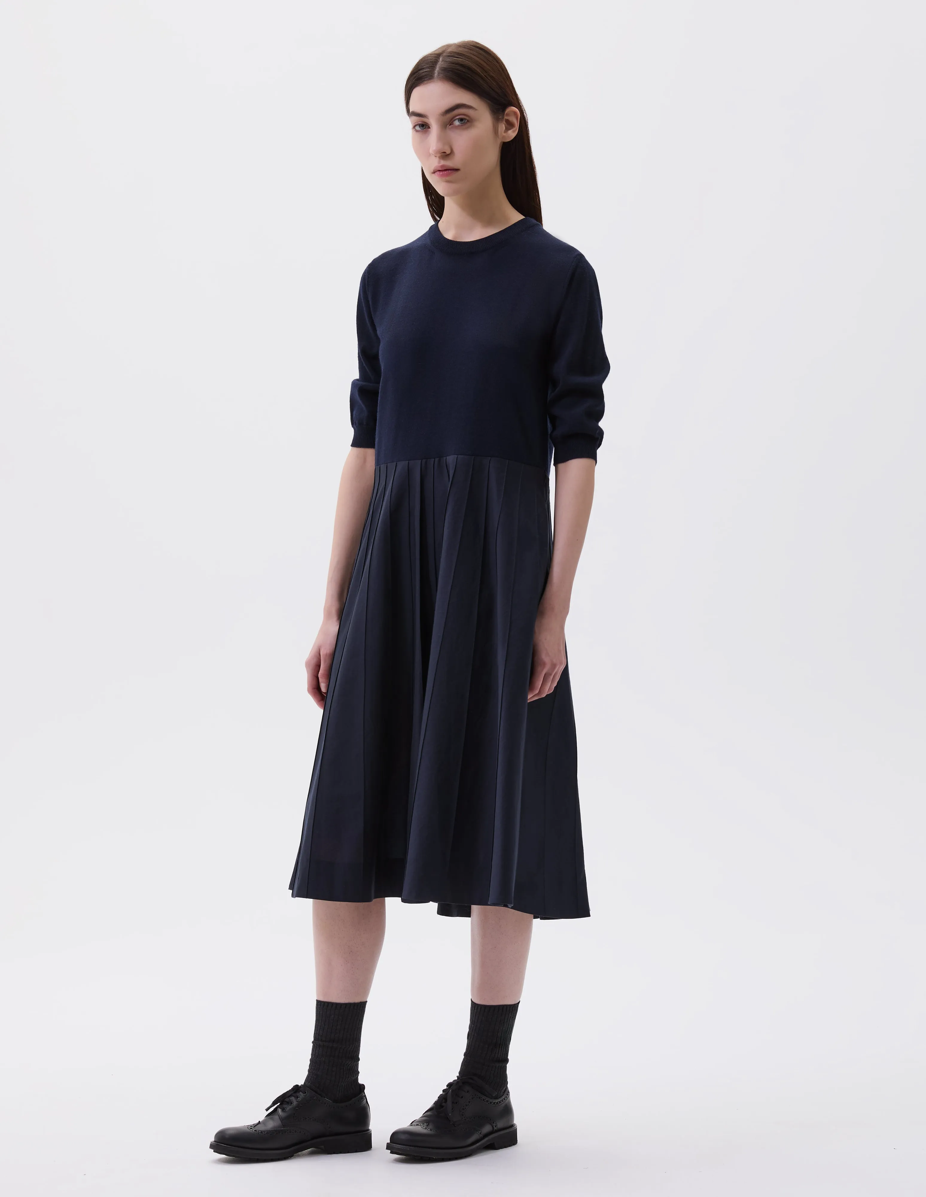 KNITTED TOP DRESS | LIGHT COTTON SILK | FRENCH NAVY sold by Margaret Howell