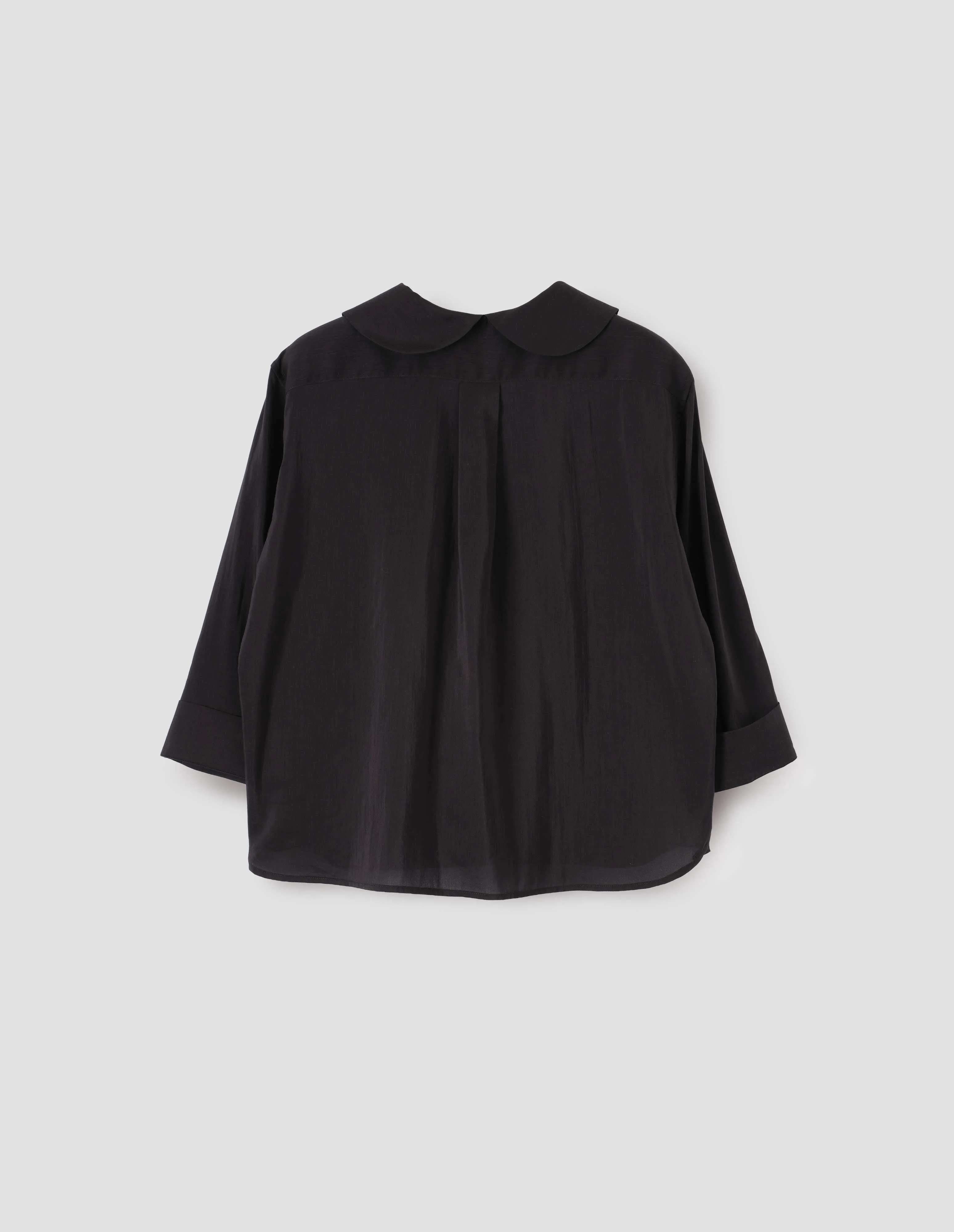 PETAL COLLAR SHIRT | FINE COTTON SILK | BLACK sold by Margaret Howell product image thumbnail 5