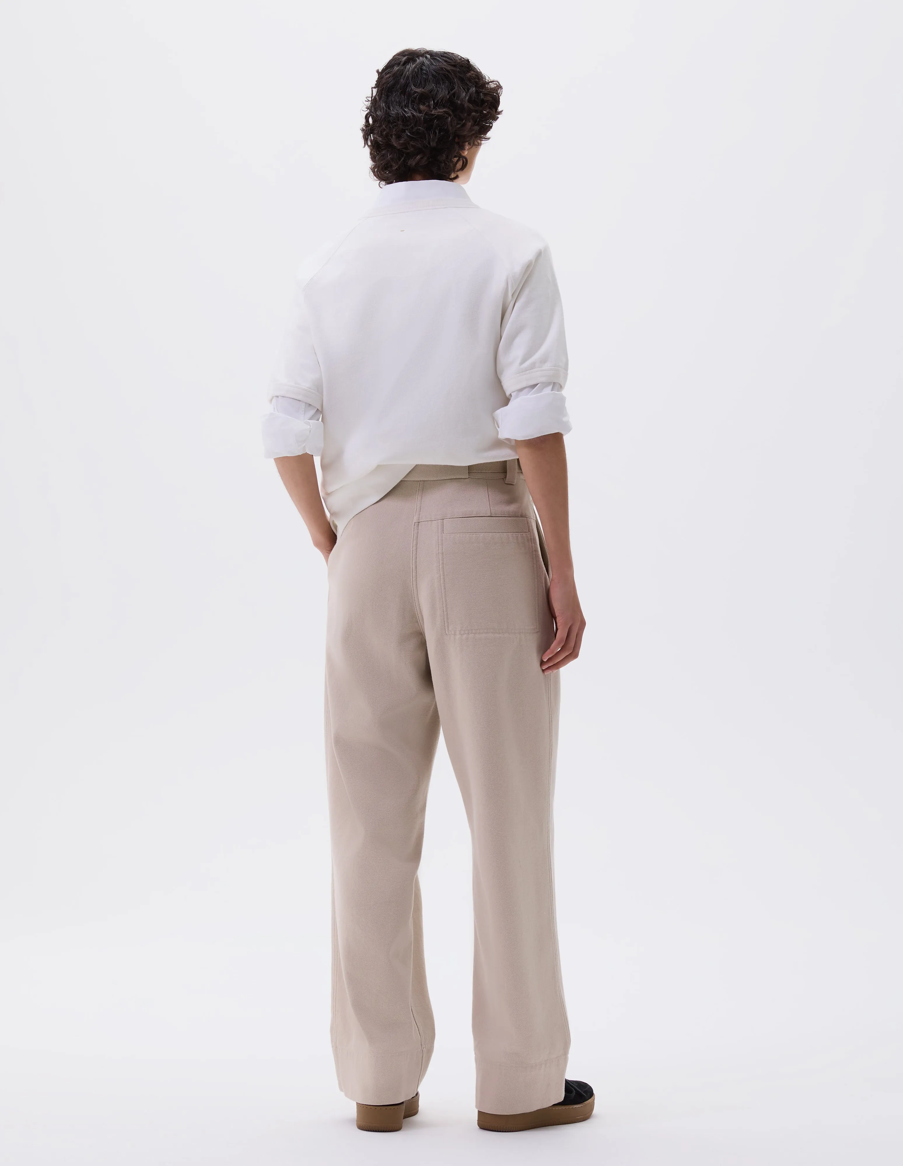 MHL. WEBBING BELT TROUSERS | COTTON WOOL DRILL | BONE sold by Margaret Howell product image thumbnail 2