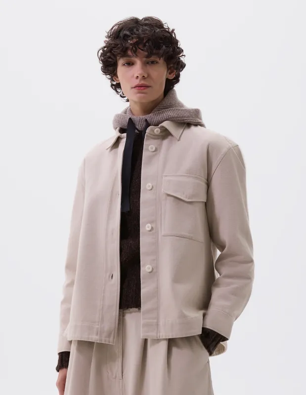 MHL. SINGLE POCKET OVERSHIRT | COTTON WOOL DRILL | BONE sold by Margaret Howell
