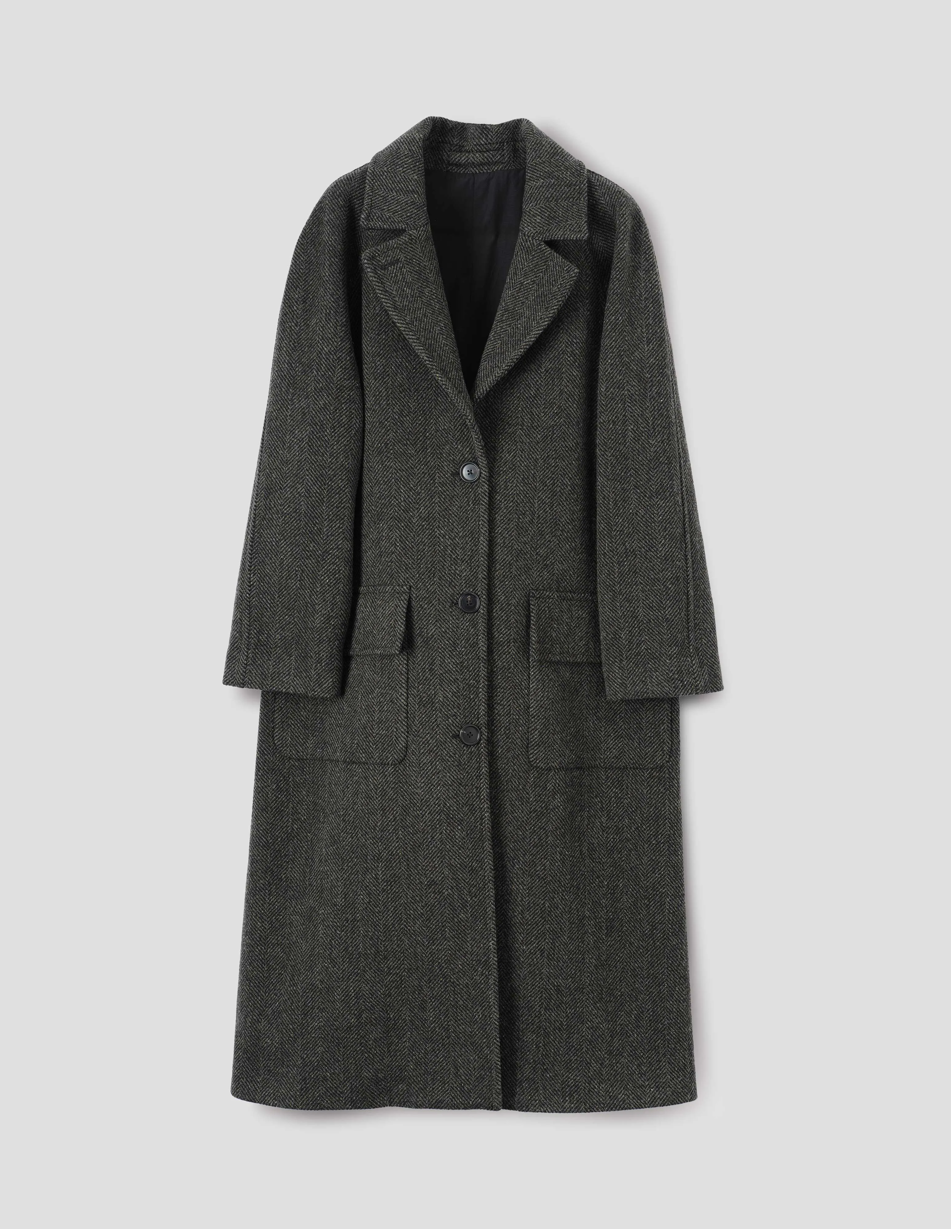 RAGLAN OVERCOAT | BRITISH WOOL HERRINGBONE | GREEN / BLACK sold by Margaret Howell product image thumbnail 4