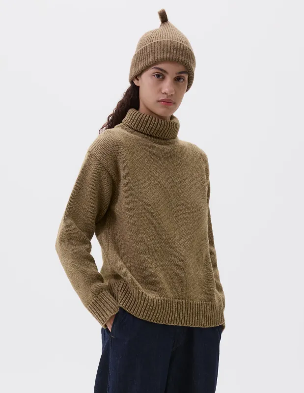MHL. CHUNKY HIGH NECK SWEATER | WOOL COTTON | ASPARAGUS sold by Margaret Howell