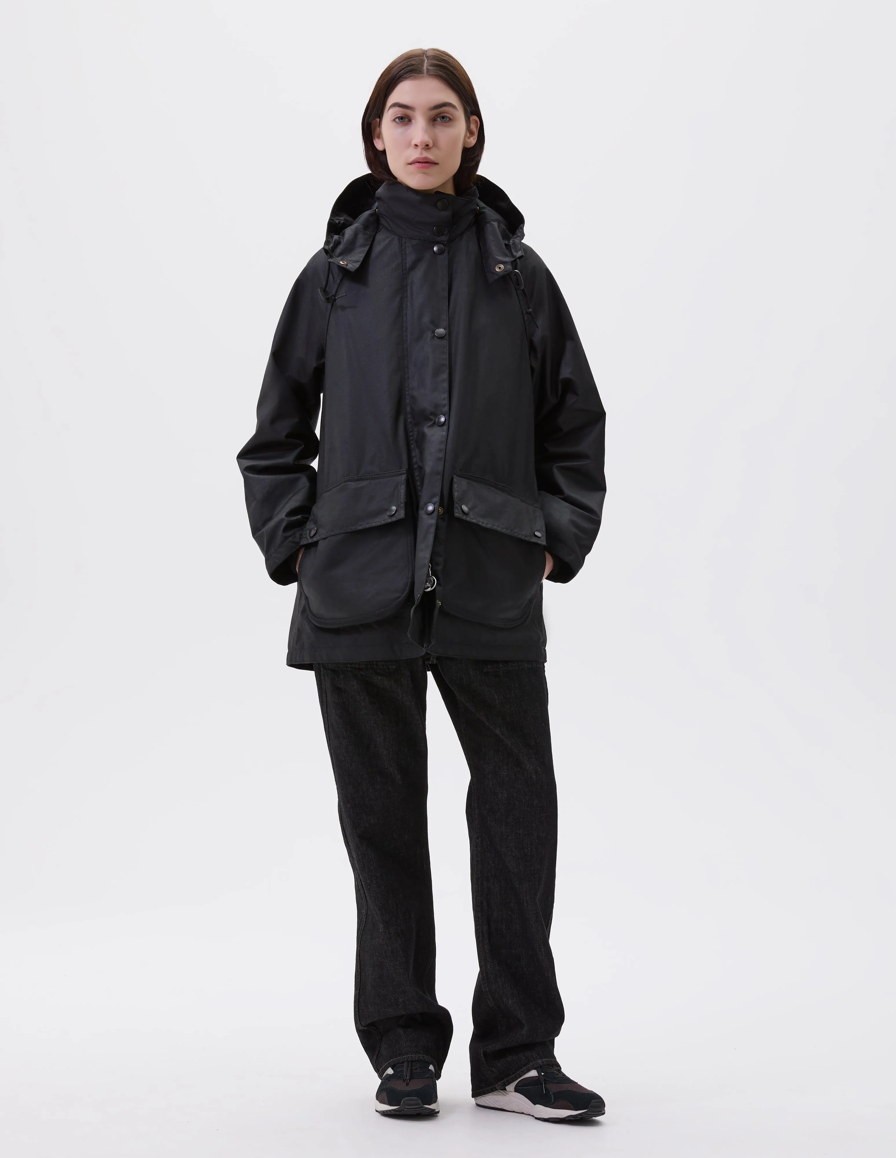 STAND COLLAR PARKA | WAXED COTTON | BLACK sold by Margaret Howell product image thumbnail 2