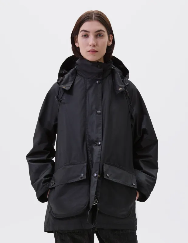 STAND COLLAR PARKA | WAXED COTTON | BLACK sold by Margaret Howell