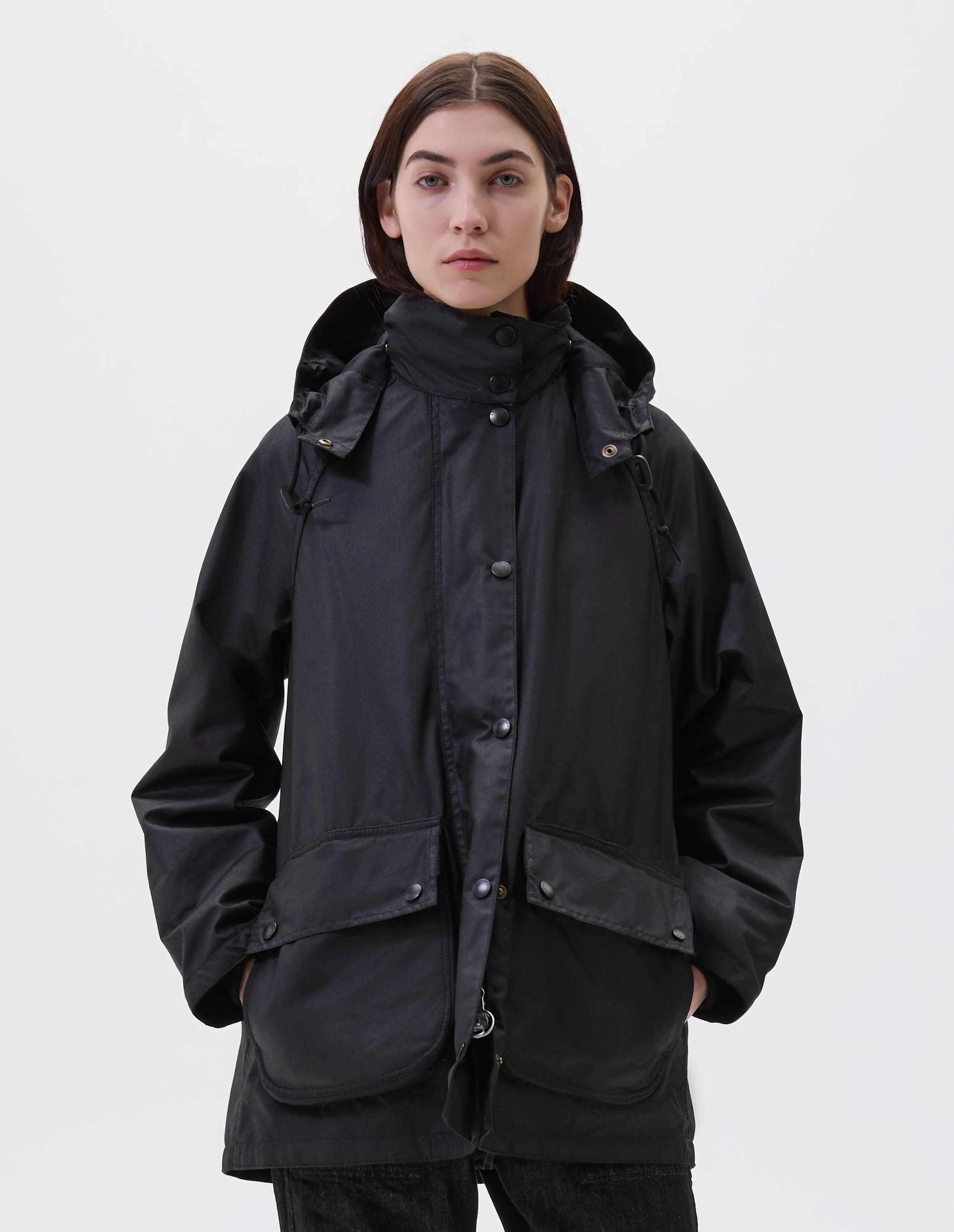 STAND COLLAR PARKA | WAXED COTTON | BLACK sold by Margaret Howell