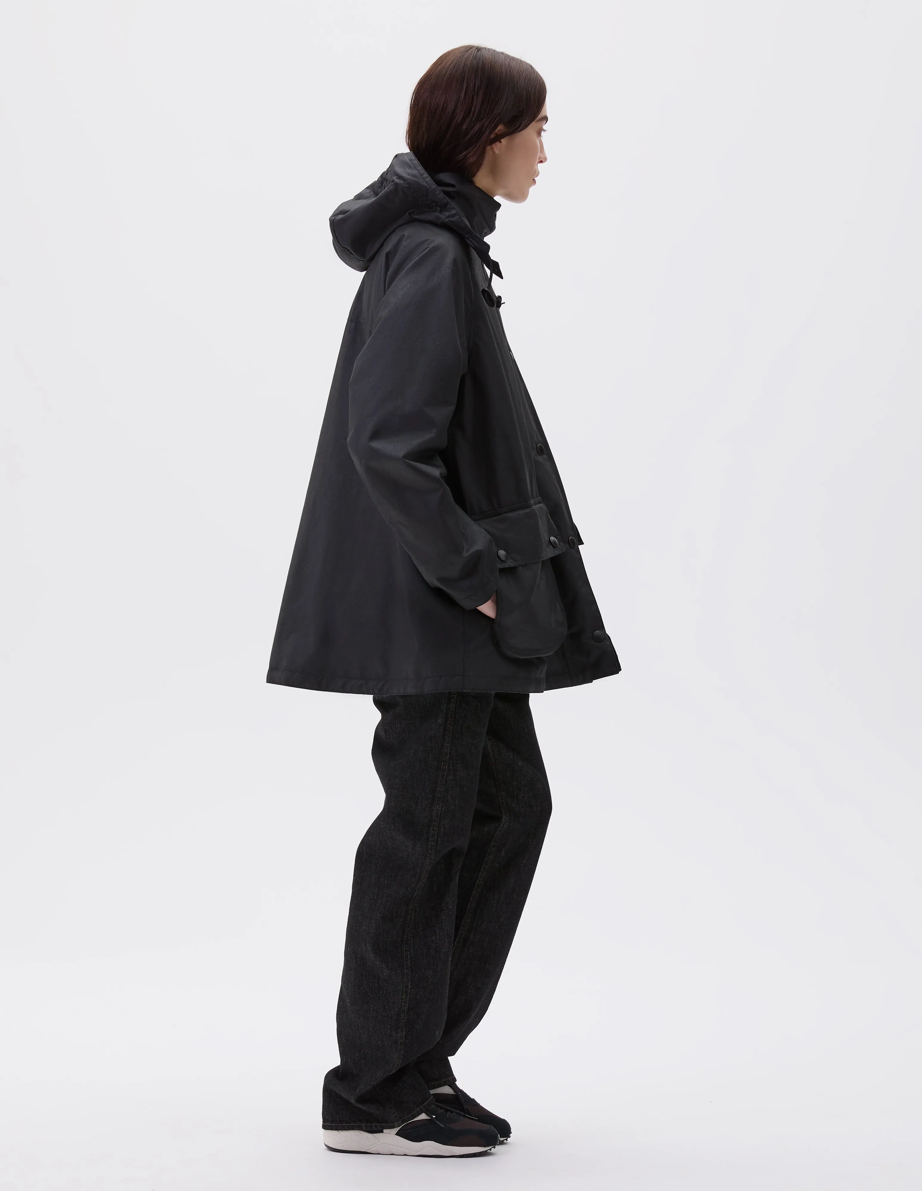 STAND COLLAR PARKA | WAXED COTTON | BLACK sold by Margaret Howell product image thumbnail 3