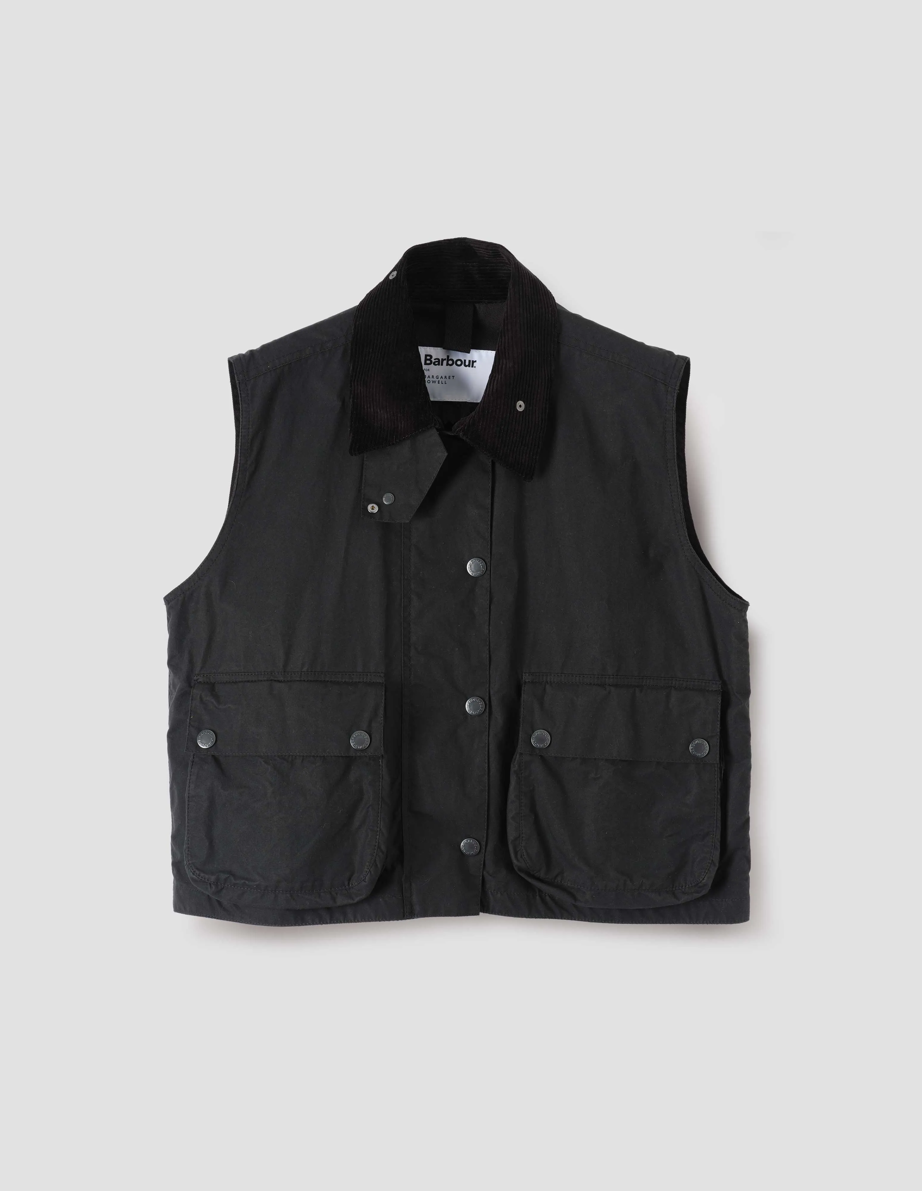 BEDALE GILET | DRY WAX COTTON | BLACK sold by Margaret Howell product image thumbnail 5