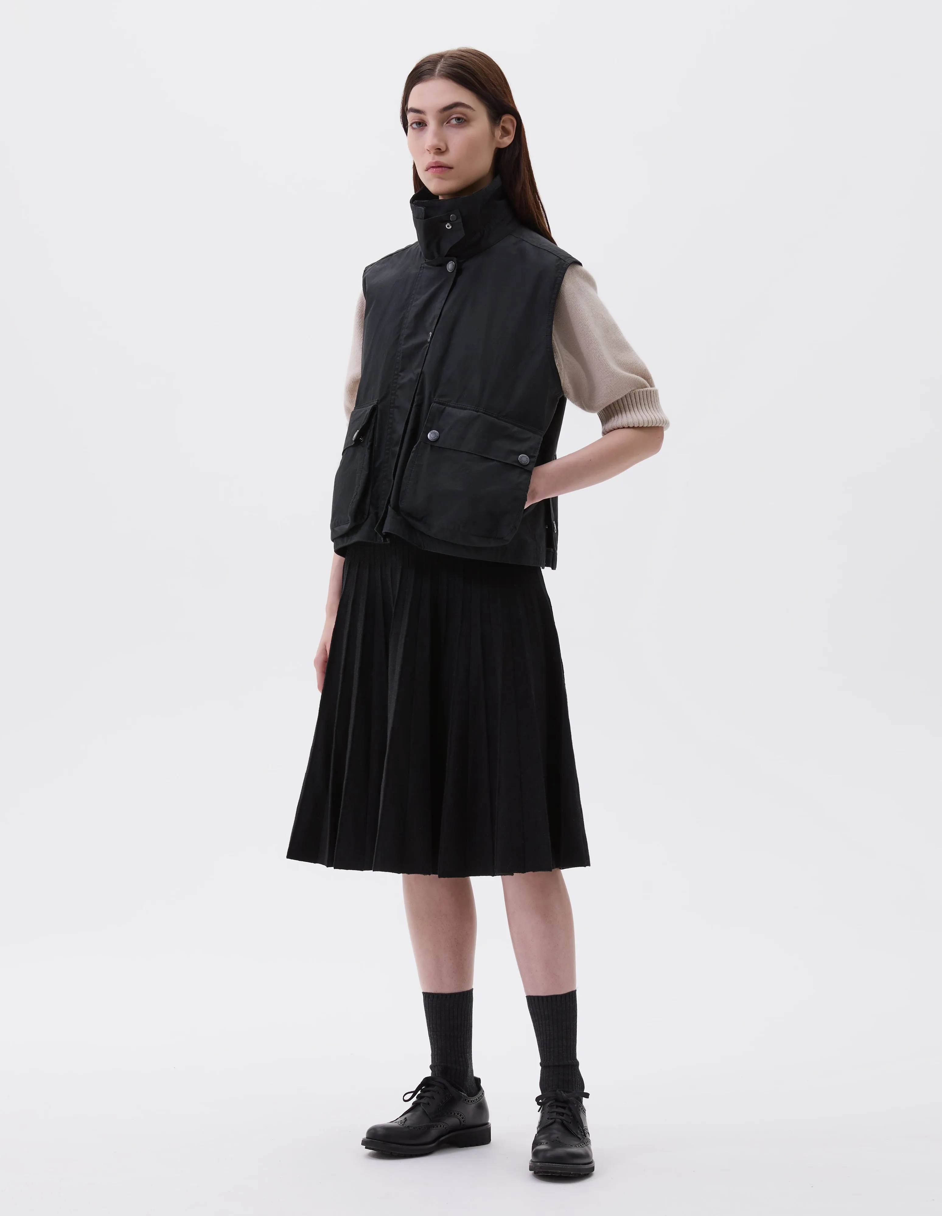 BEDALE GILET | DRY WAX COTTON | BLACK sold by Margaret Howell product image thumbnail 3