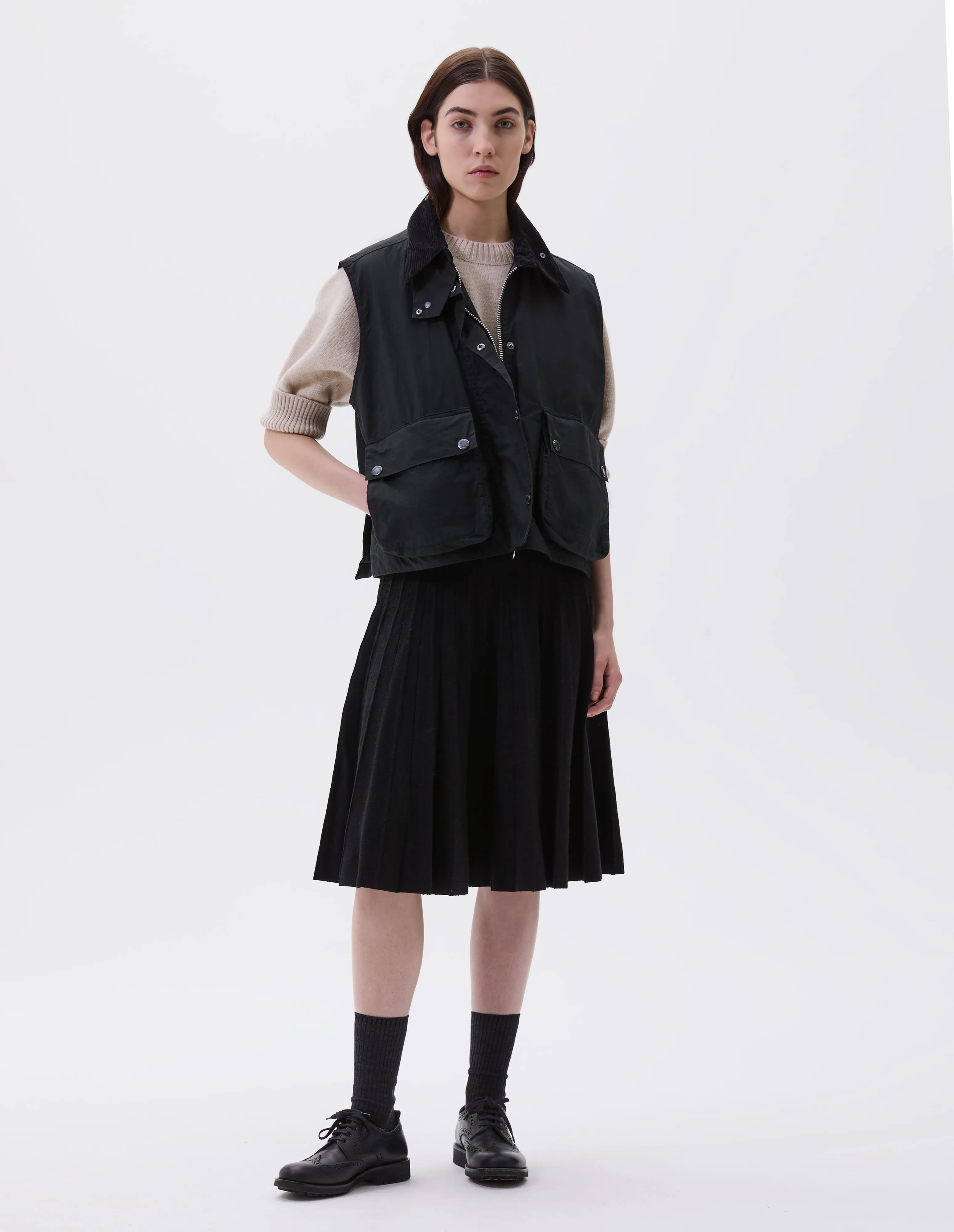 BEDALE GILET | DRY WAX COTTON | BLACK sold by Margaret Howell product image thumbnail 2