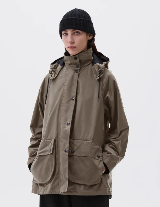 STAND COLLAR PARKA | WAXED COTTON | KELP sold by Margaret Howell