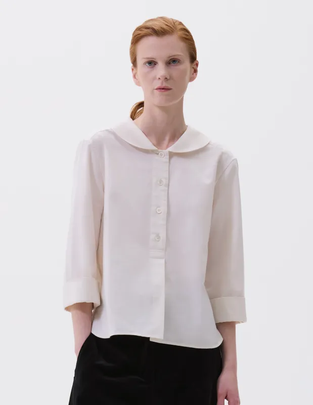 PETAL COLLAR SHIRT | BRUSHED COTTON CASHMERE | OFF WHITE sold by Margaret Howell