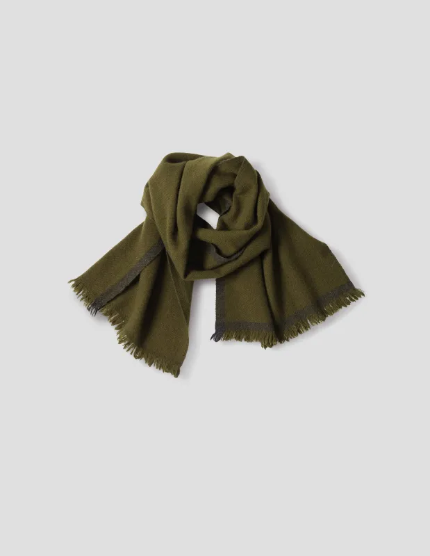 SELVEDGE SCARF | CASHMERE | DARK OLIVE sold by Margaret Howell